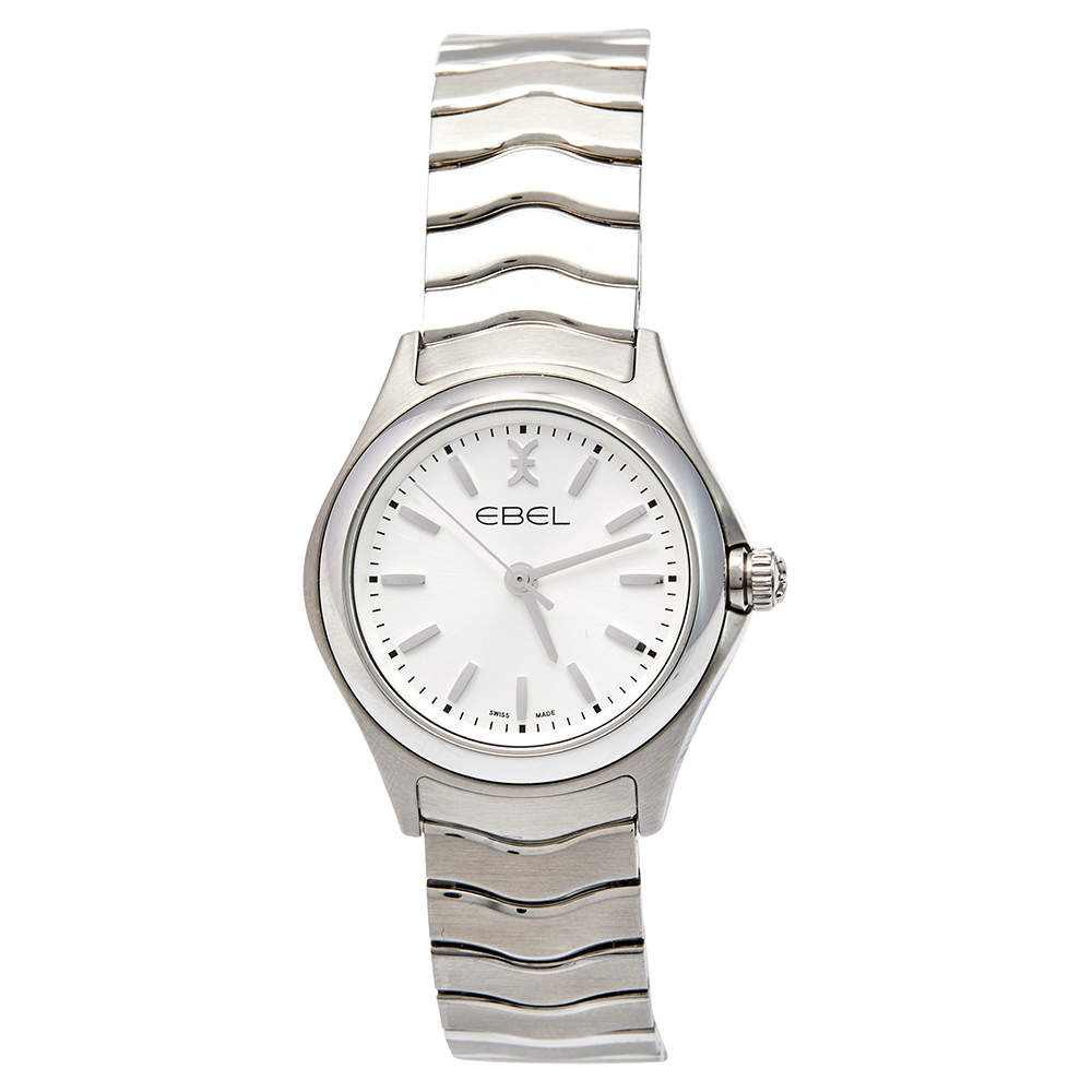 Pre Owned Ebel Silver Stainless Steel Wave 1216191 Women's Wristwatch 30 mm