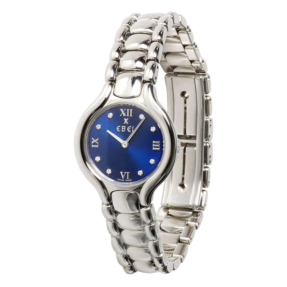 Pre Owned Ebel Blue Stainless Steel Beluga 9976411/4850 Women's Wristwatch 24.5 MM