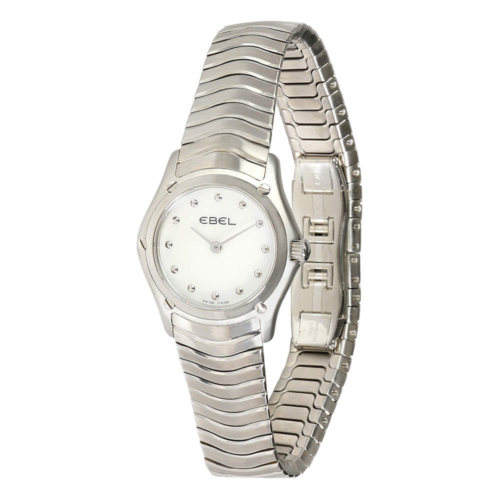 Pre Owned Ebel MOP Diamonds Stainless Steel Classic Wave 9003F11/9245 Women's Wristwatch 23.5 MM