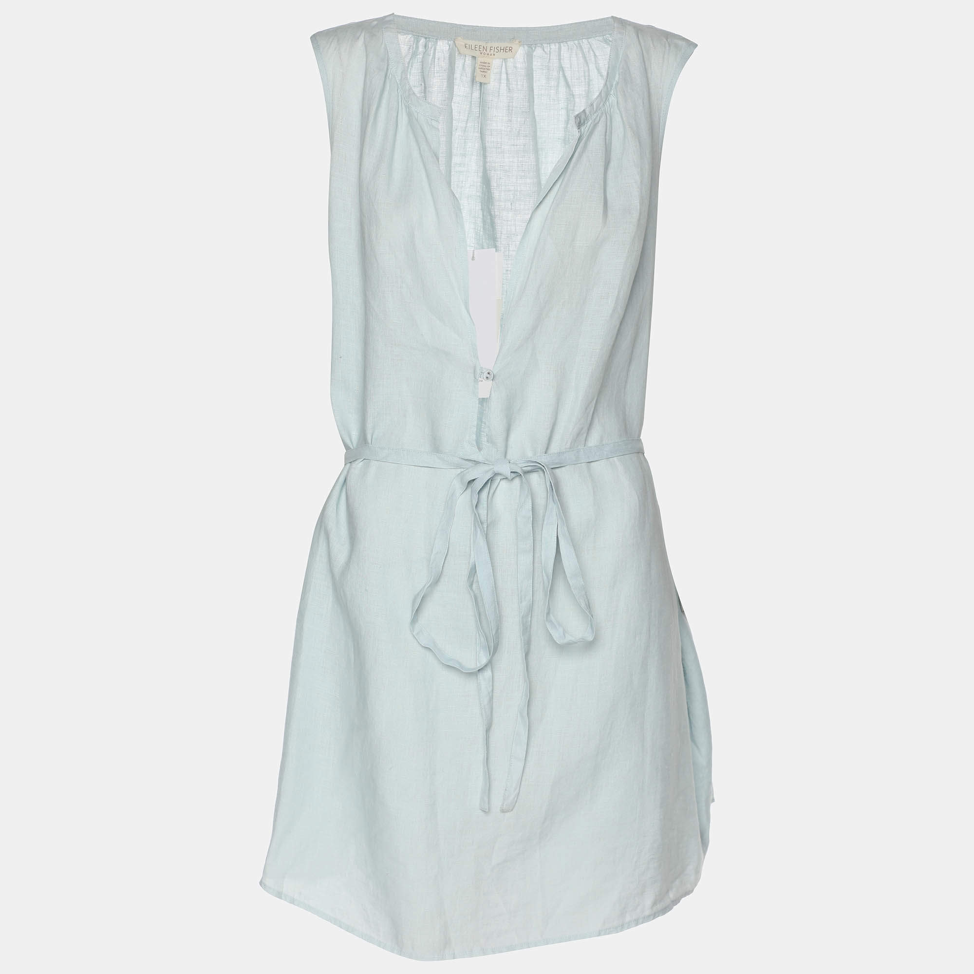 Pre Owned Eileen Fisher Blue Linen Dress XXL