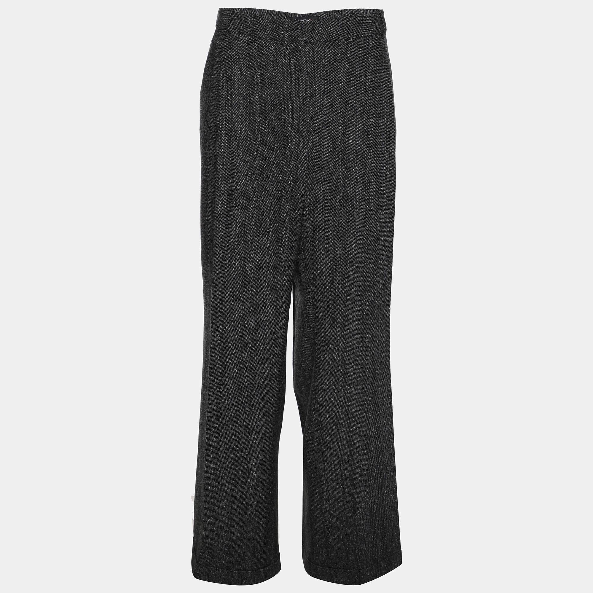Pre Owned Elena Miro Grey Wool Blend Loose Trourser XL