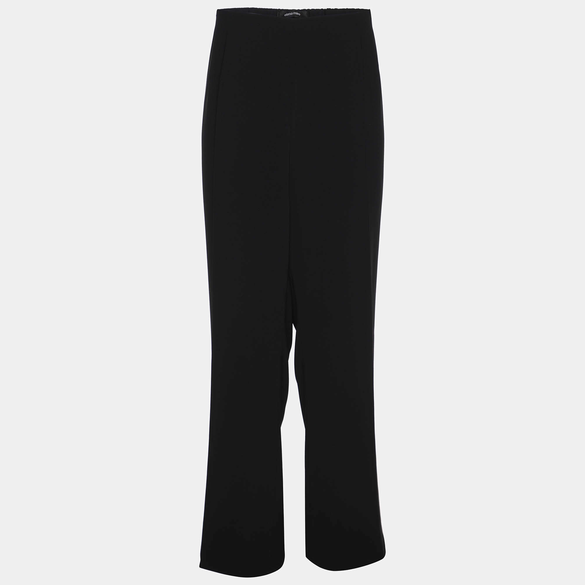 Pre Owned Elena Miro Black Crepe Straight Pants XXL