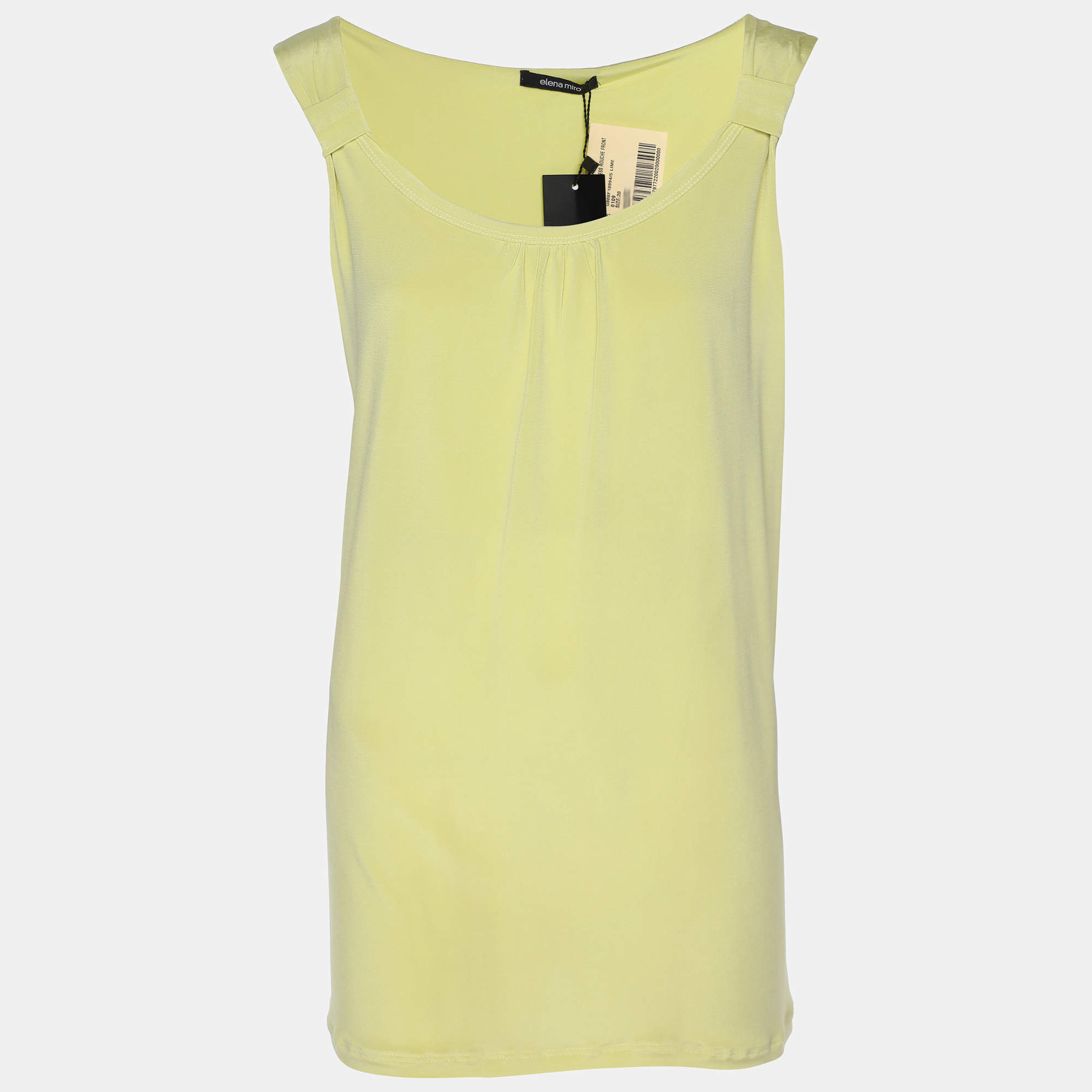 Pre Owned Elena Miro Yellow Jersey Sleeveless Top XL
