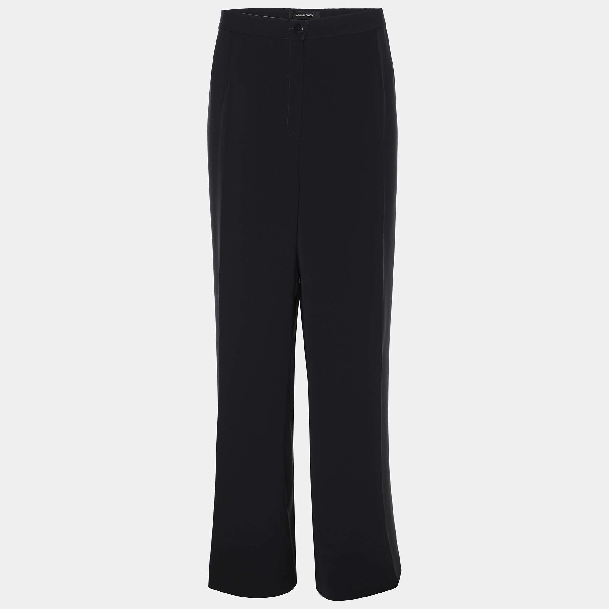 Pre Owned Elena Miro Black Crepe Straight Pants XXL