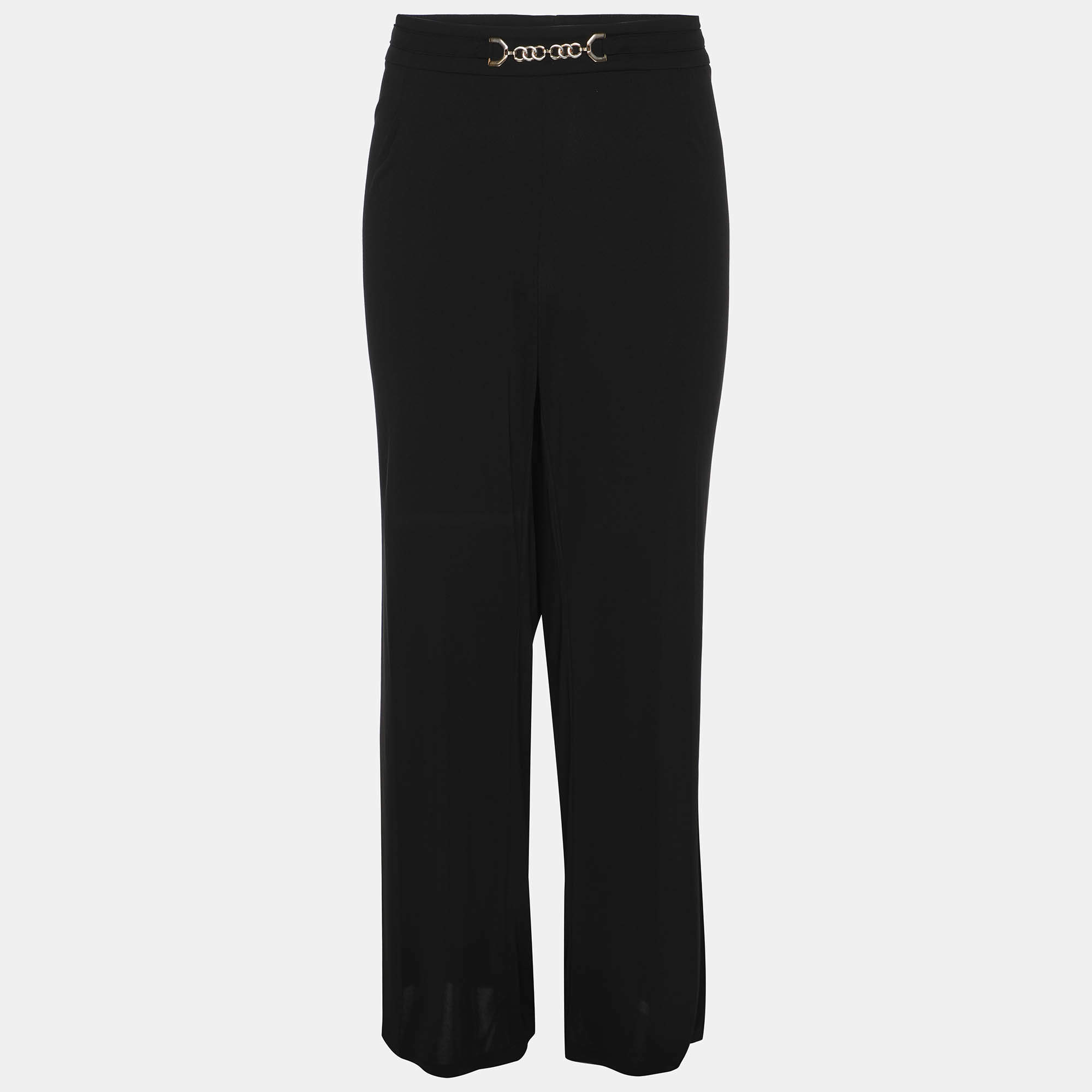 Pre Owned Elena Miro Black Jersey Embellished Pants XXL