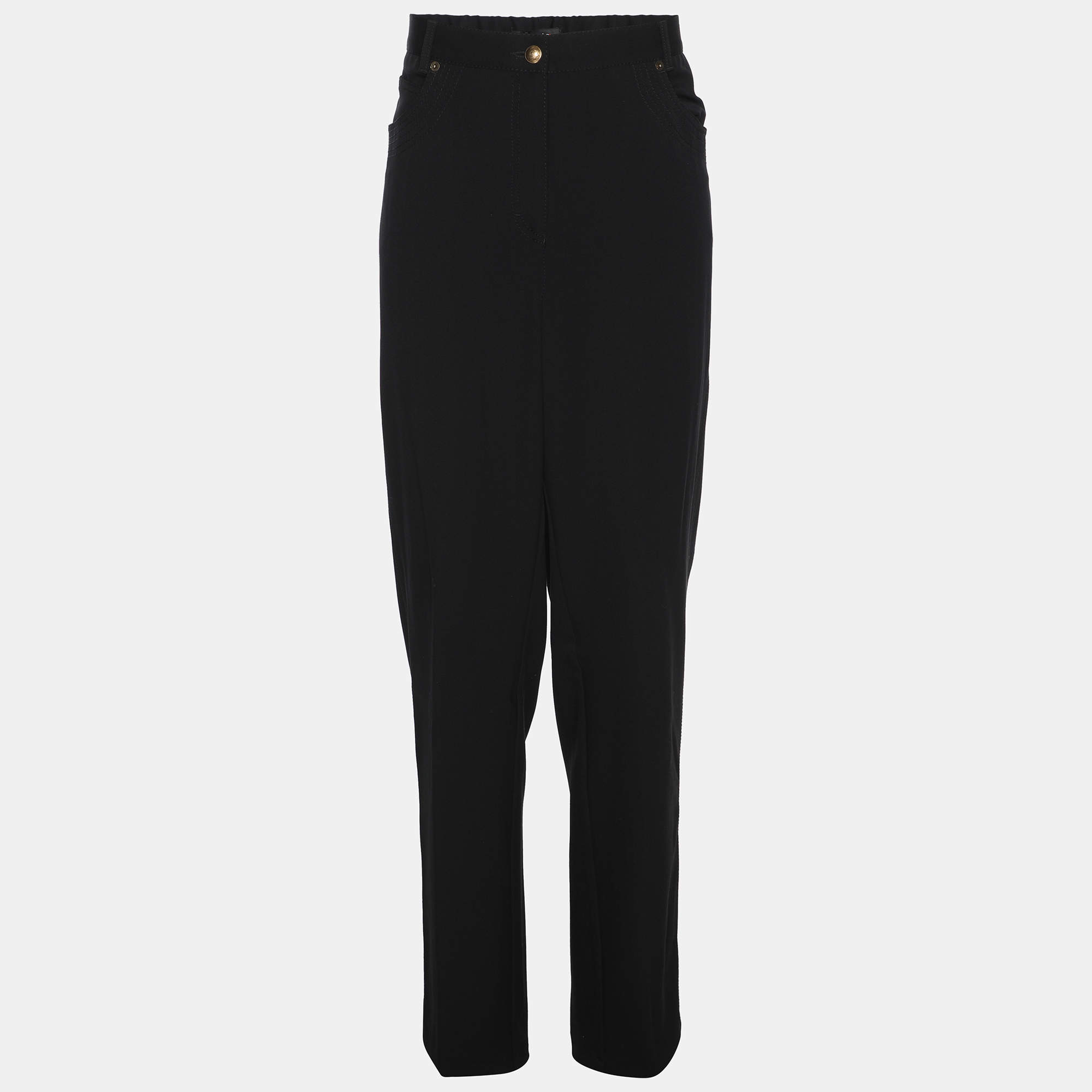 Pre Owned بنطلون إلينا ميرو أسود جيرسي مستقيم مقاس ضخم جدًا (إكس إكس لارج)