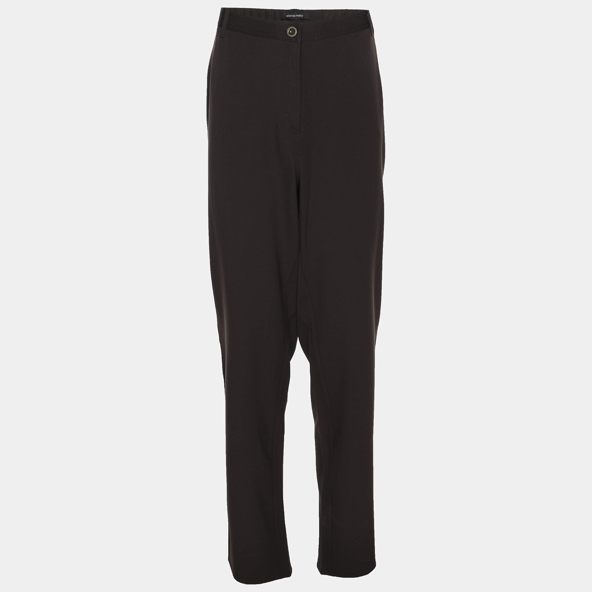 مملوكة مسبقًا بنطلون إيلينا ميرو بني جيرسي مستقيم مقاس ضخم جدًا (إكس إكس لارج)