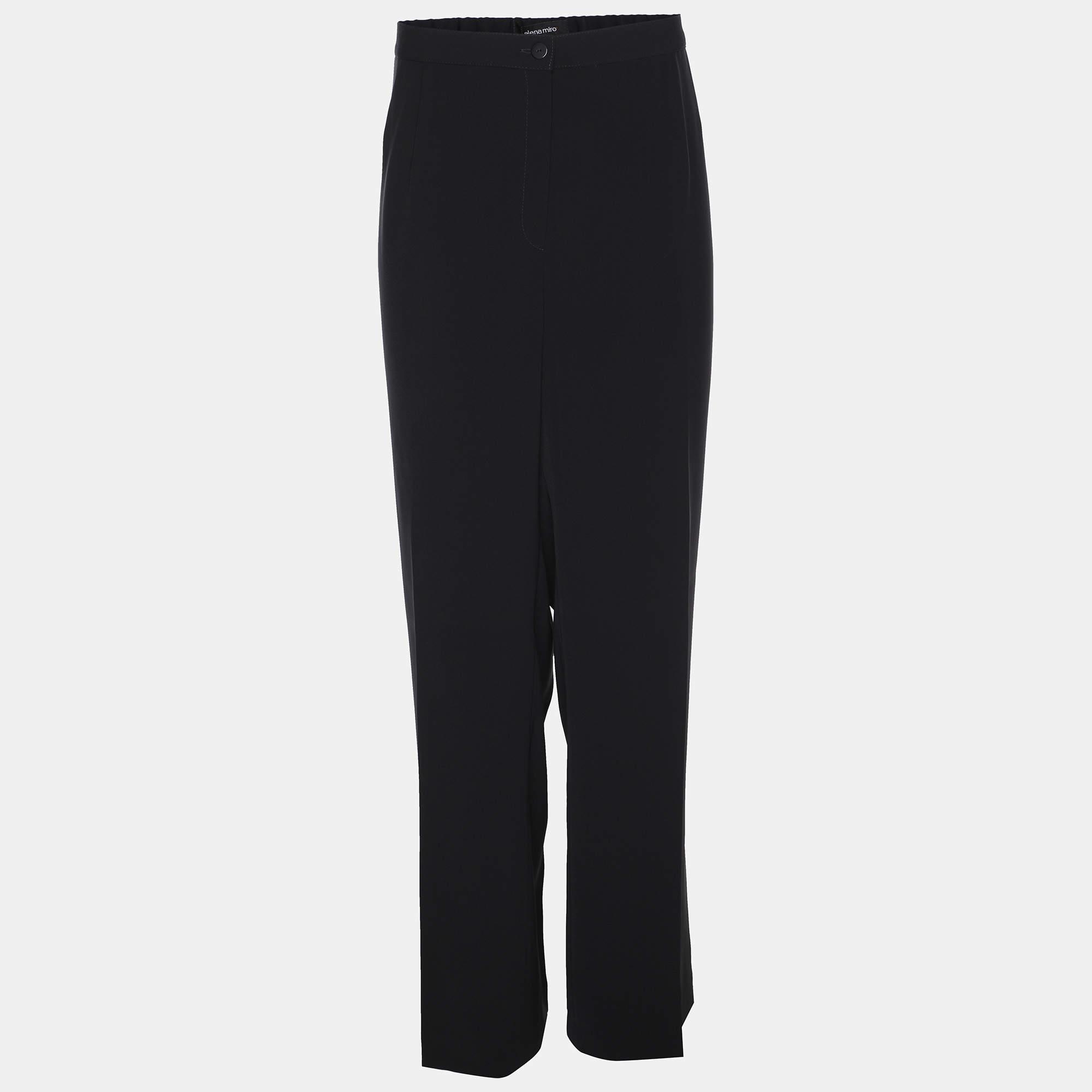 Pre Owned Elena Miro Navy Blue Crepe Straight Trousers XXL