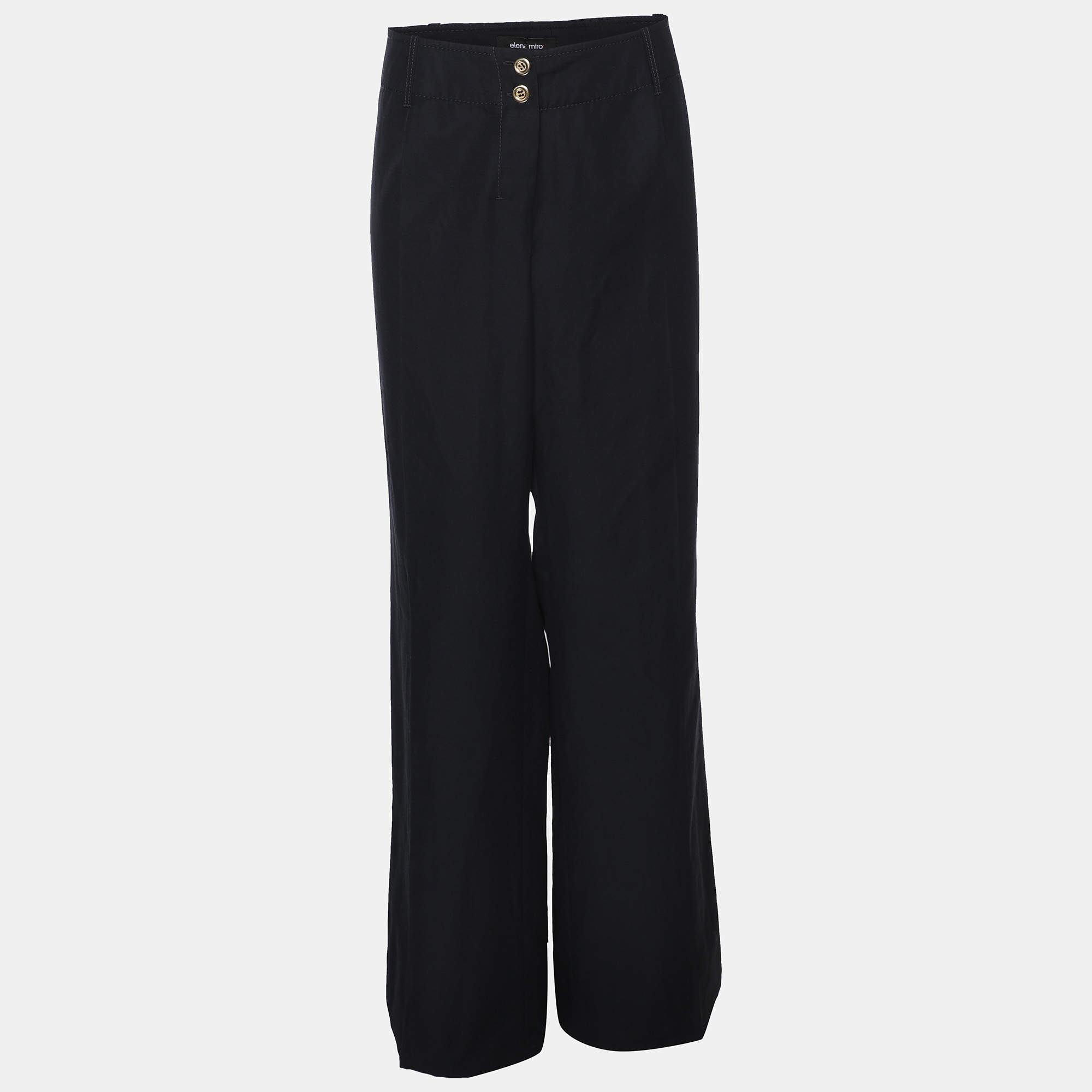 Pre Owned Elena Miro Navy Blue Cotton Pants XXL