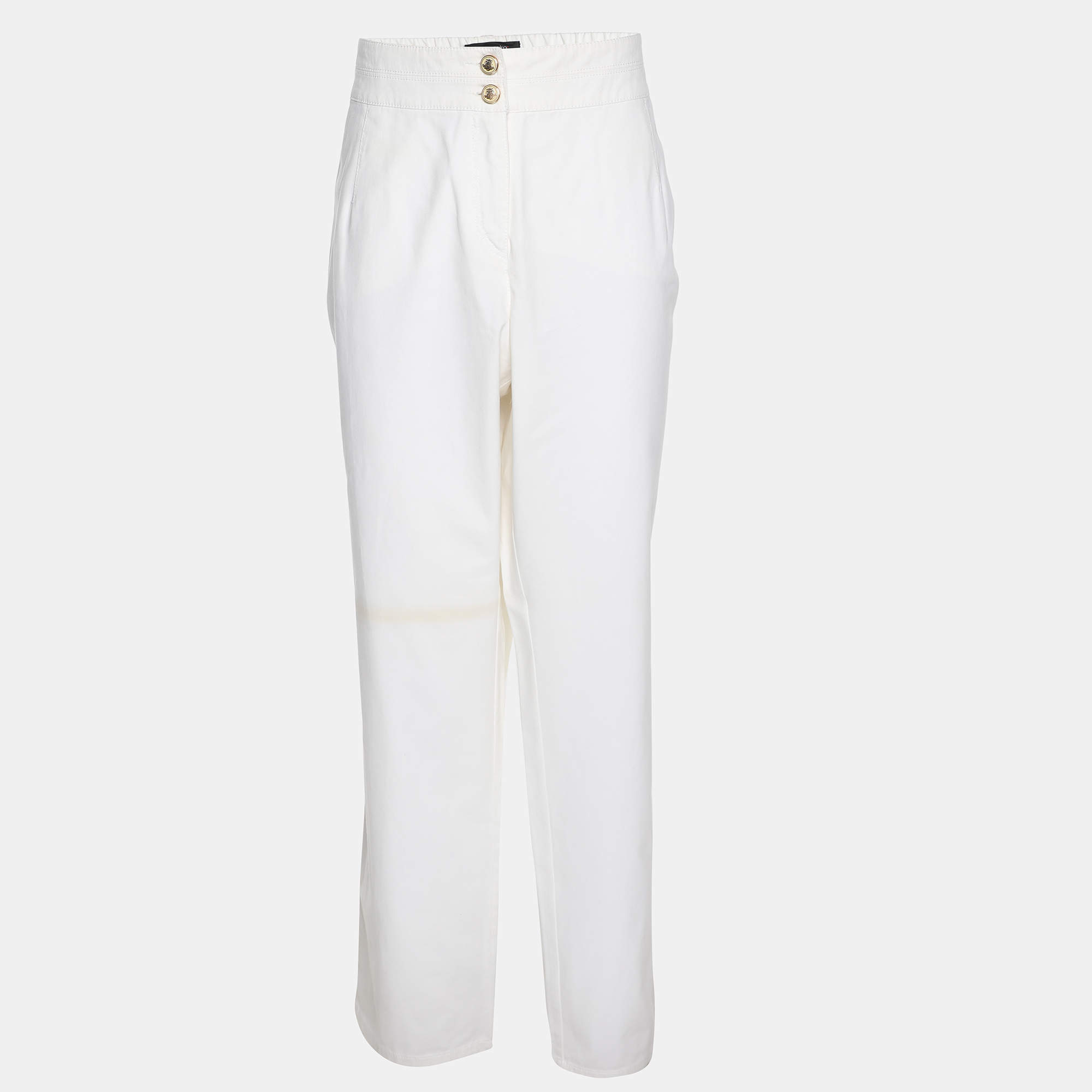 Pre Owned Elena Miro White Jersey Pants XXL