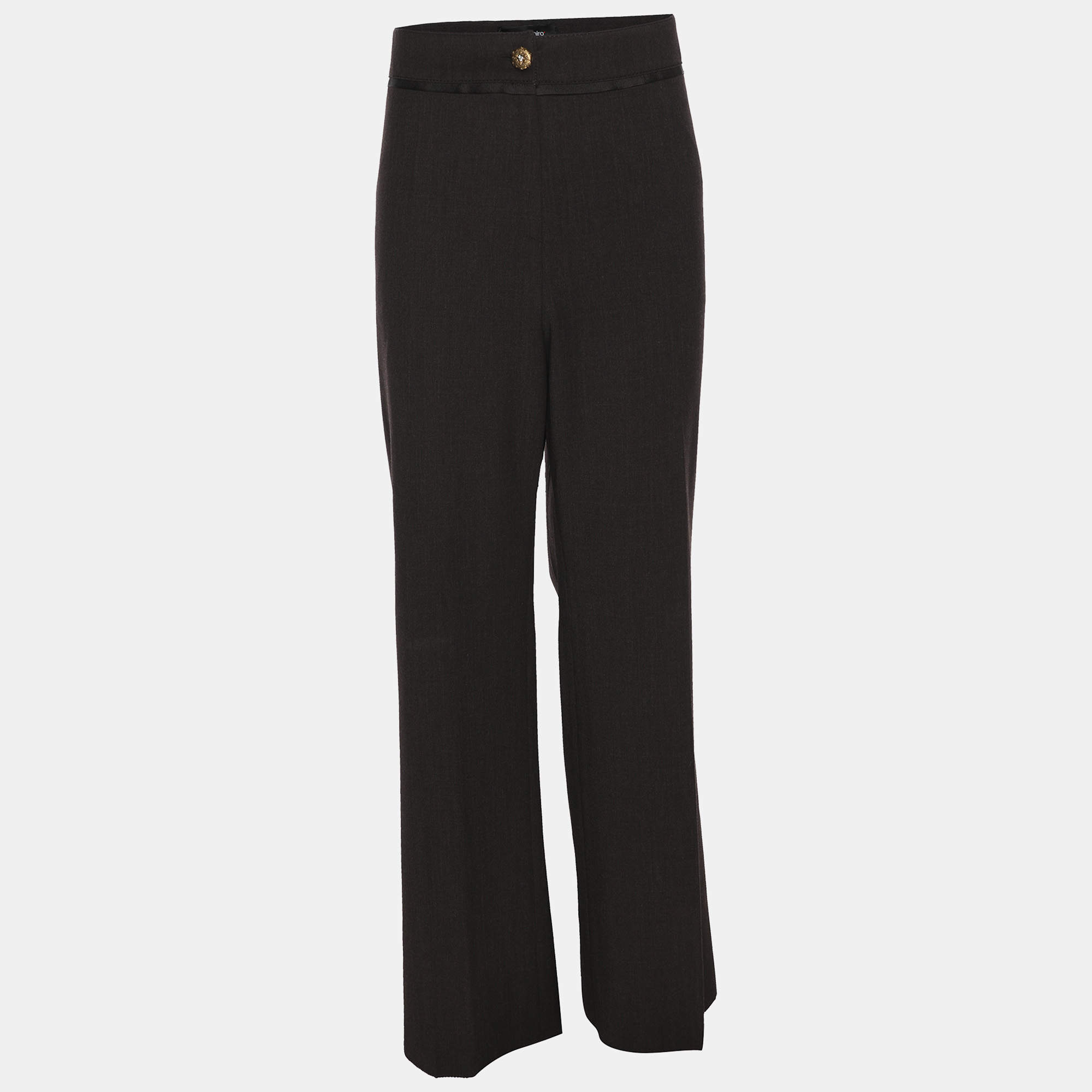 Pre Owned Elena Miro Dark Grey Wool Blend Trousers XXL