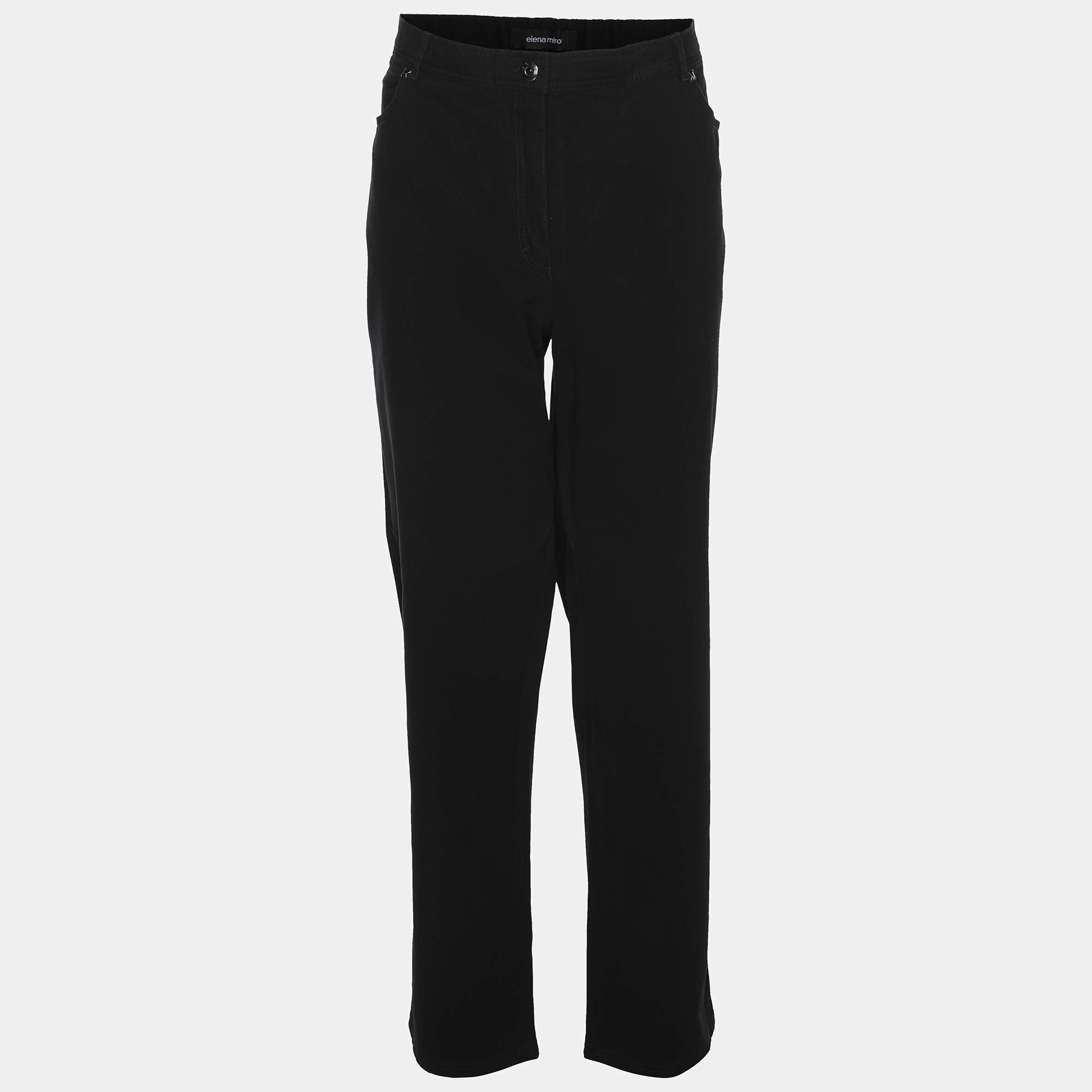 Pre Owned بنطلون جينز إيلينا ميرو دينم أسود مزين مقاس ضخم جدًا - إكس إكس لارج