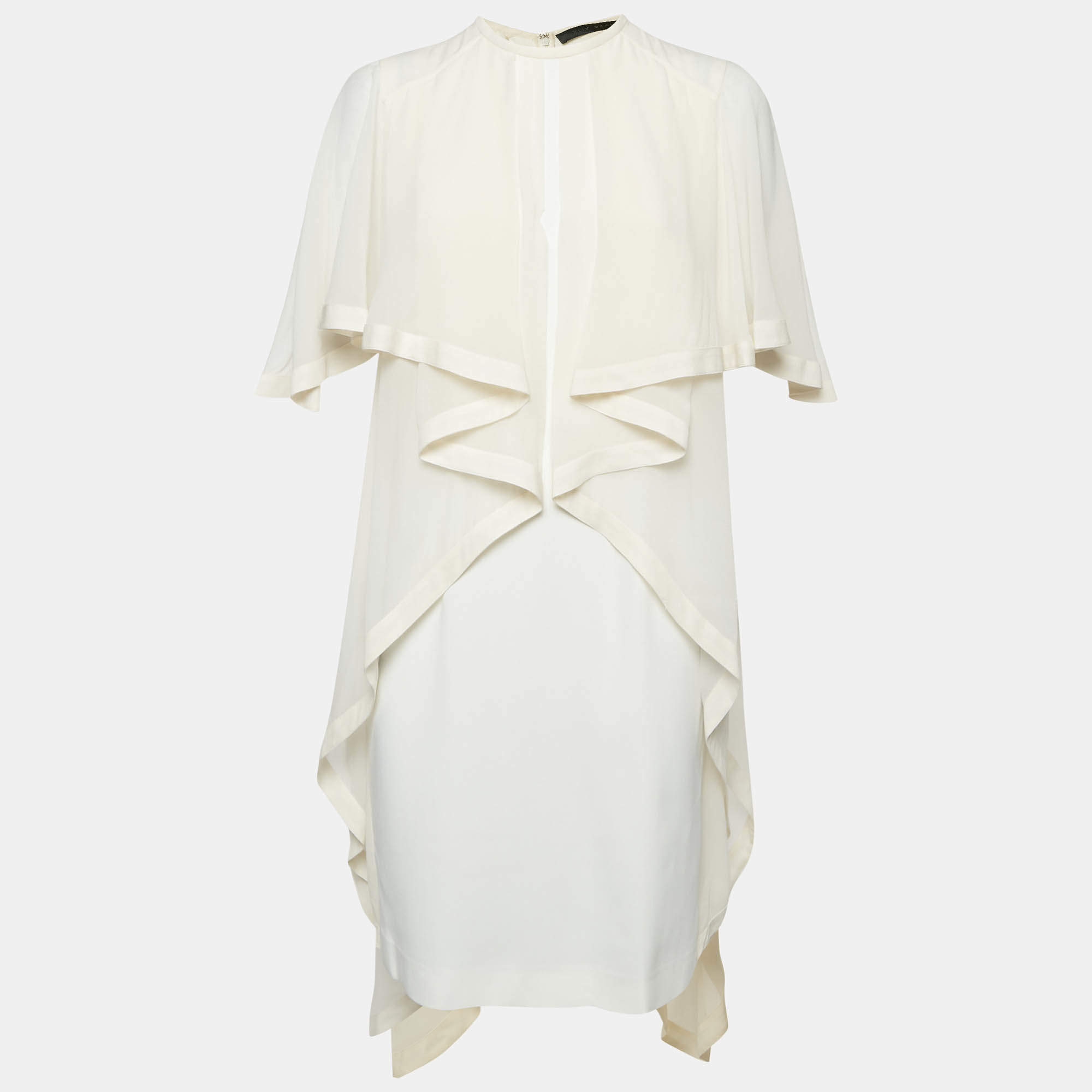 Elie Saab Ivory Silk and Jersey Ruffled Short Dress M