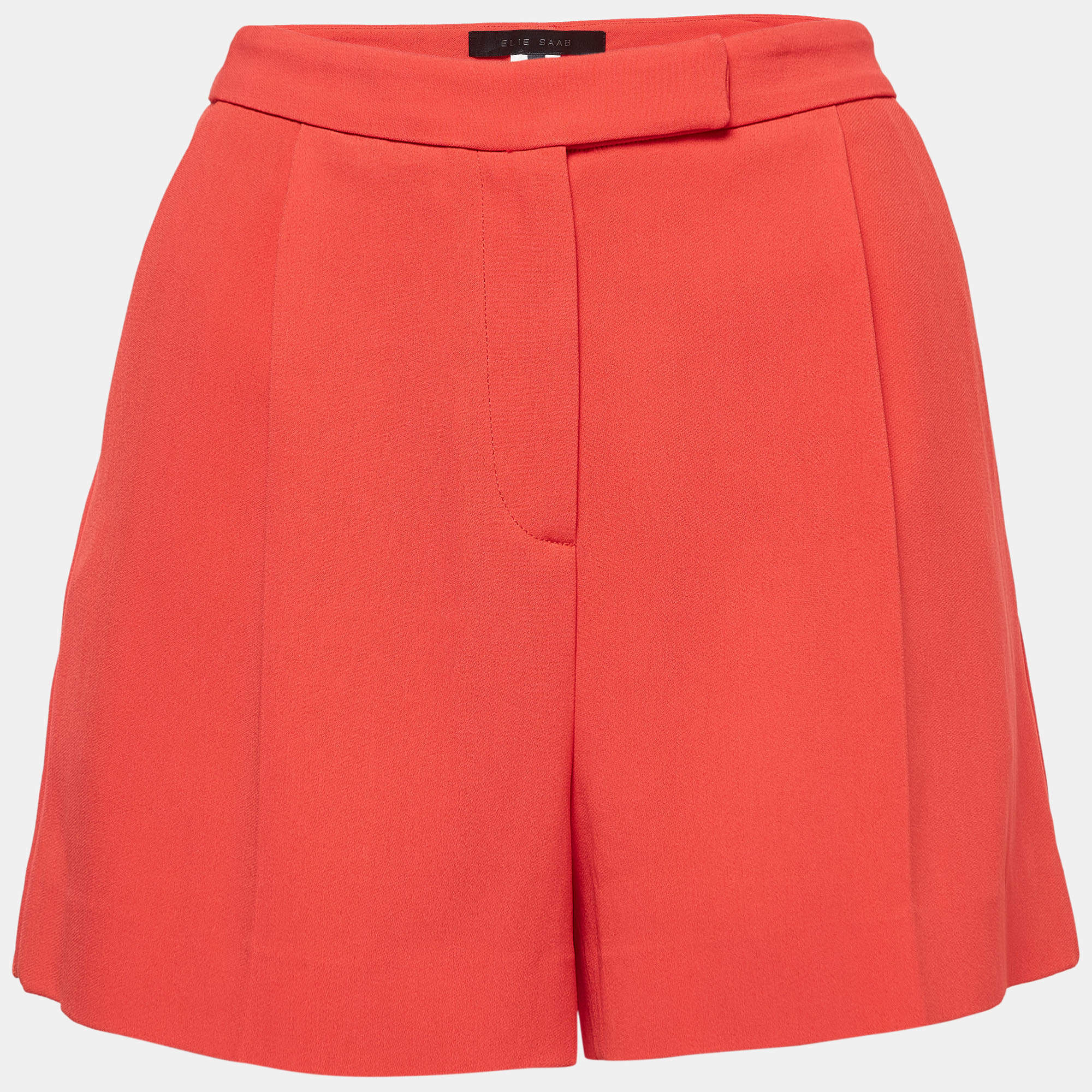 Elie Saab Orange Crepe Lace Trim Shorts S
