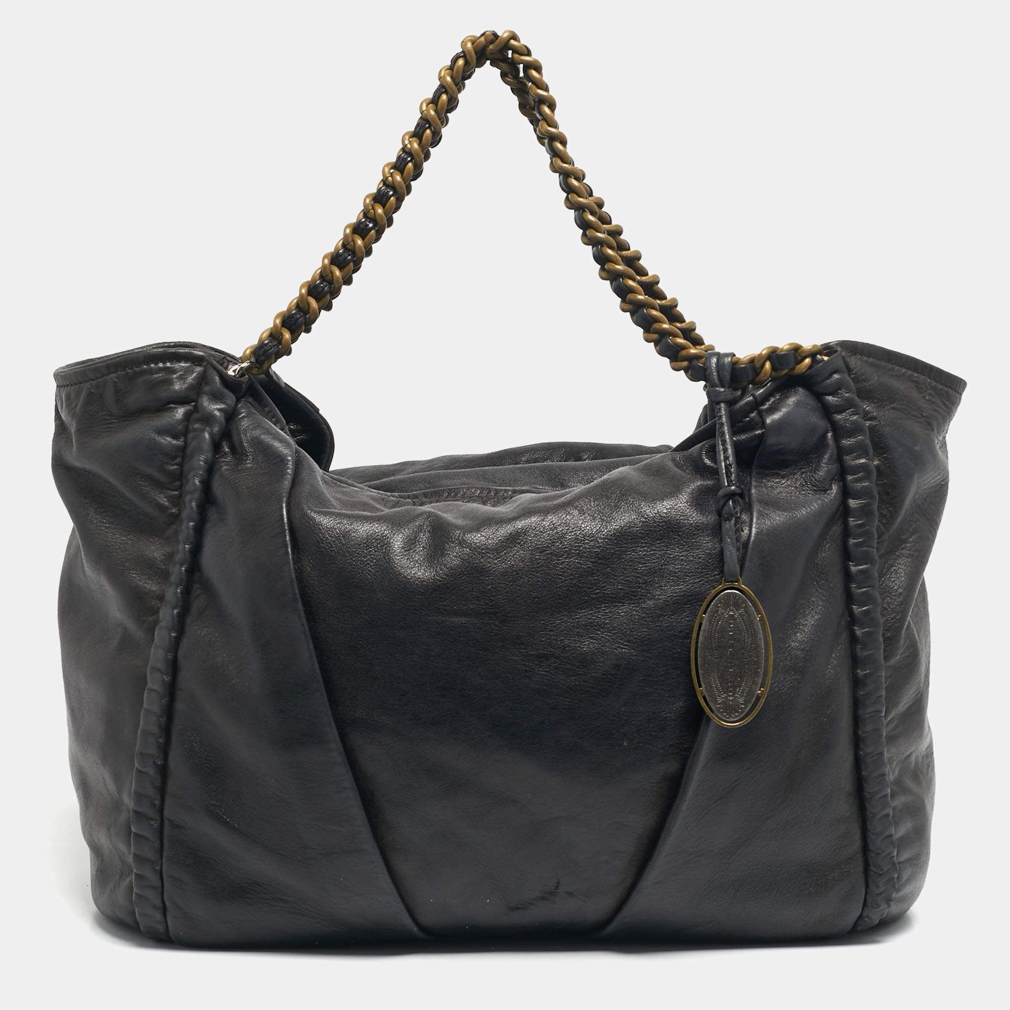 Pre Owned Elie Tahari Black Leather Chain Hobo