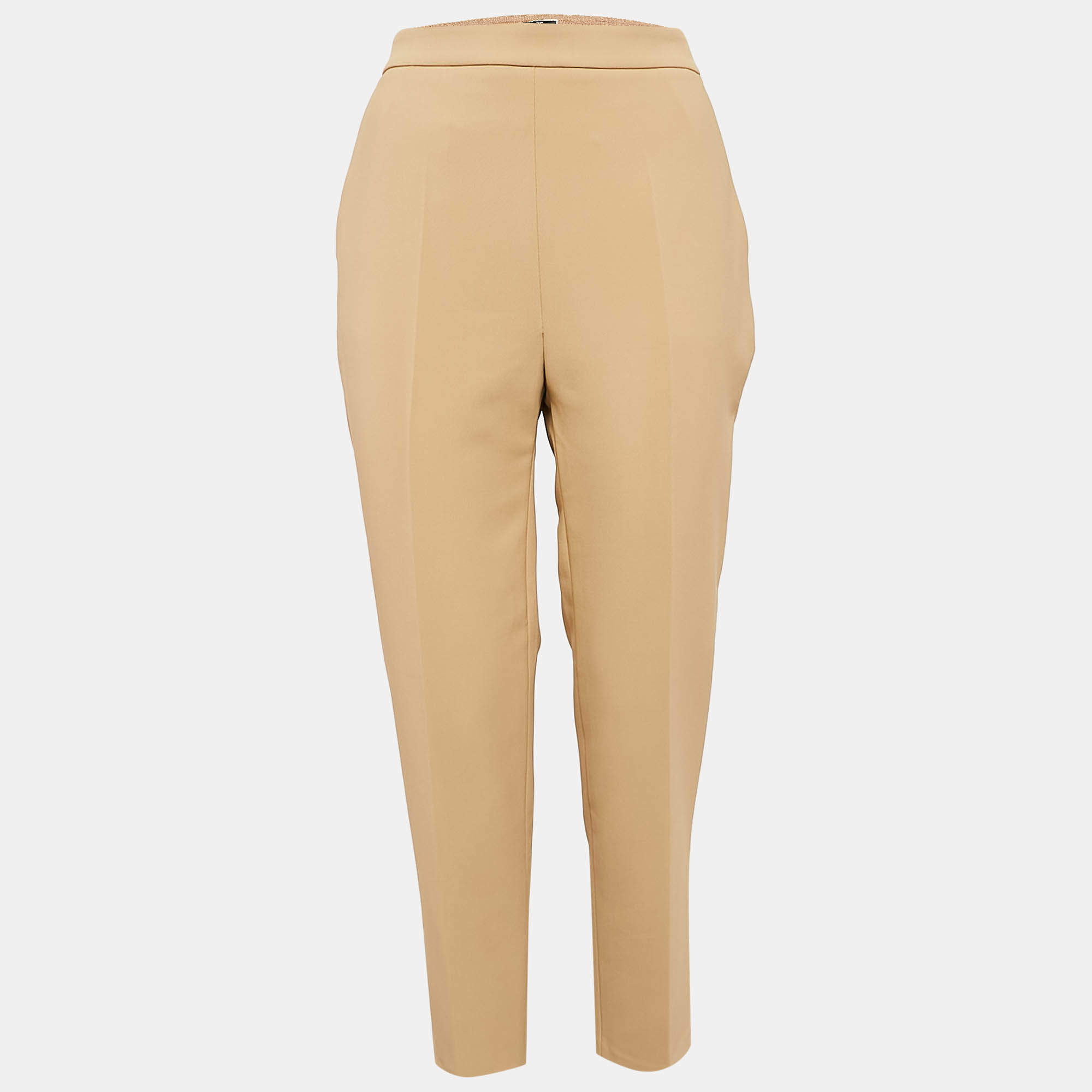 Elisabetta Franchi Brown Crepe Button Detail Trousers M