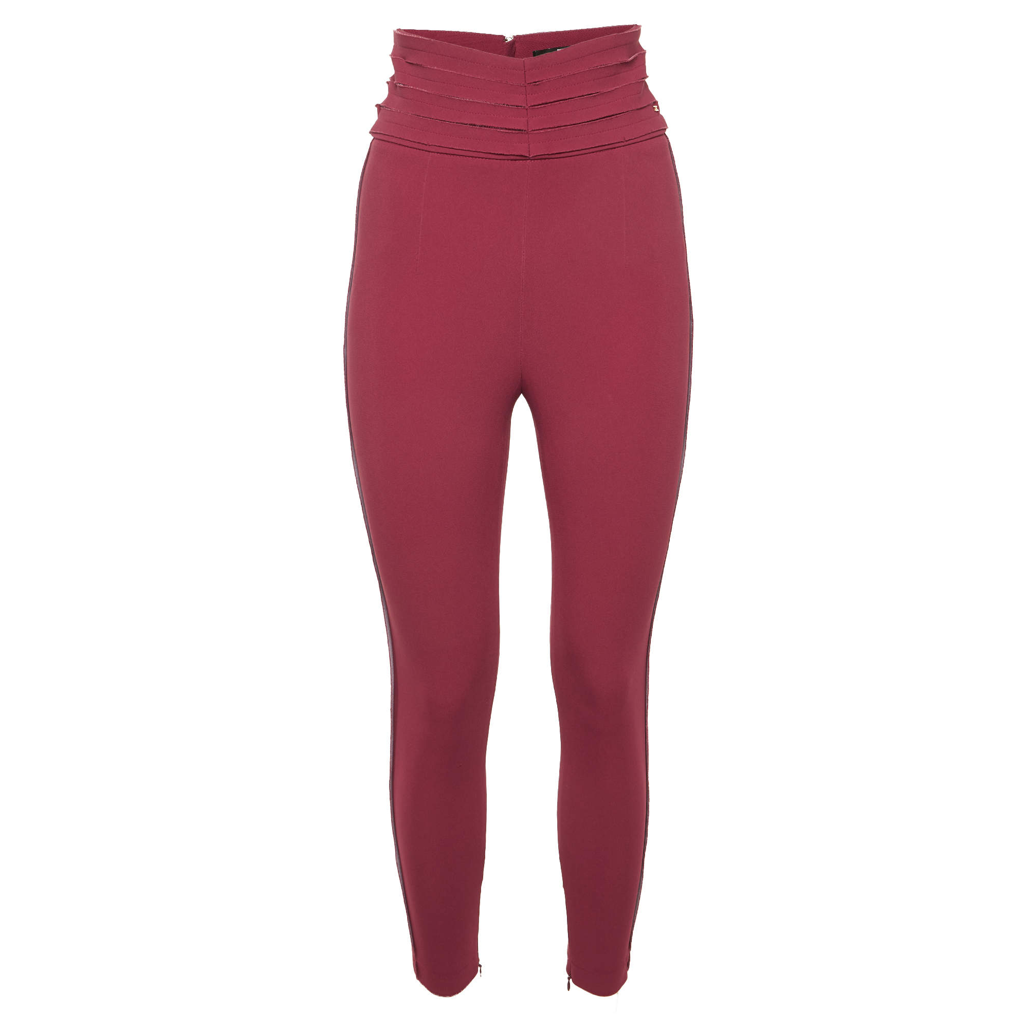 Pre Owned Elisabetta Franchi Melograno Crepe High Waist Trousers M