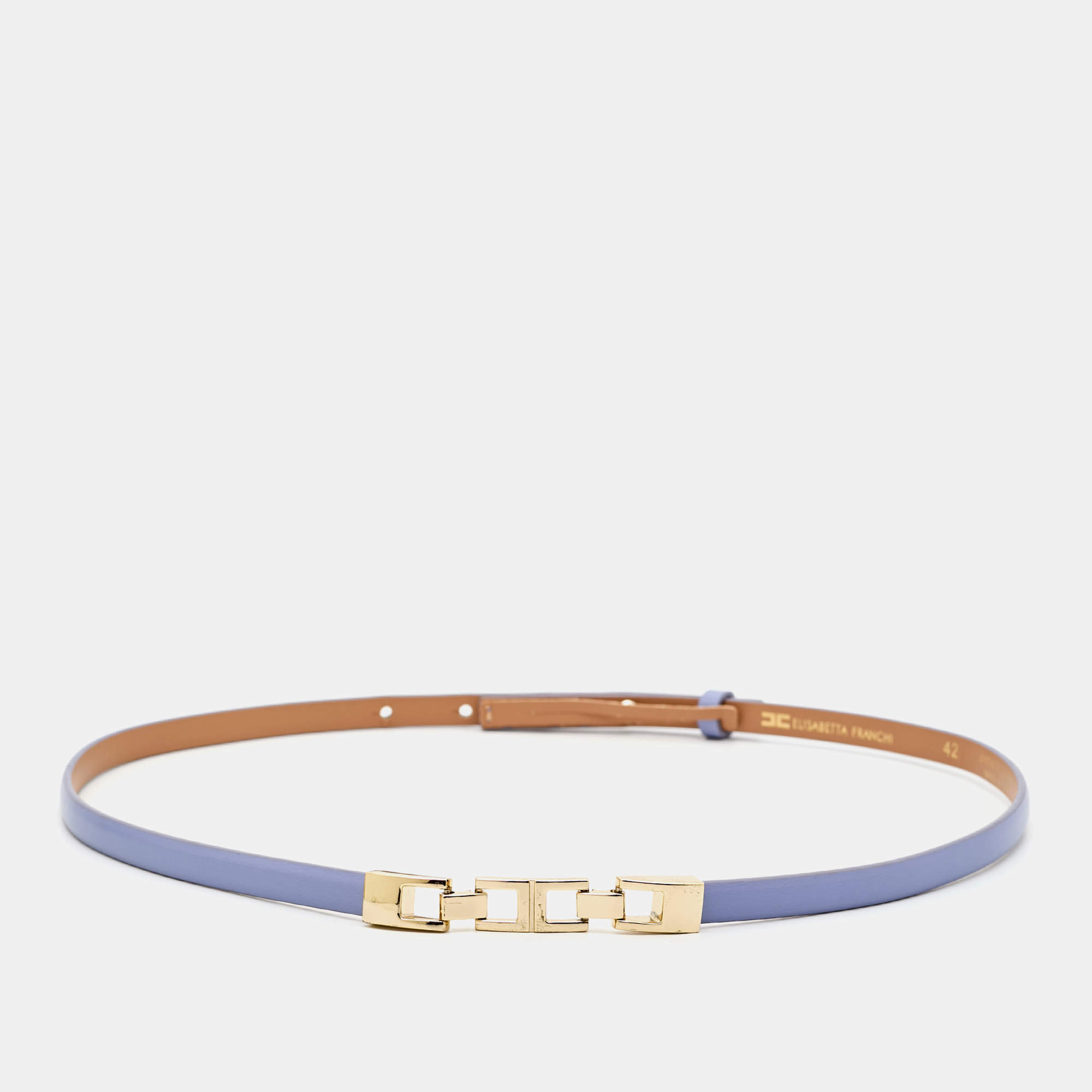 Pre Owned Elisabetta Franchi Purple Faux Leather Slim Belt 42