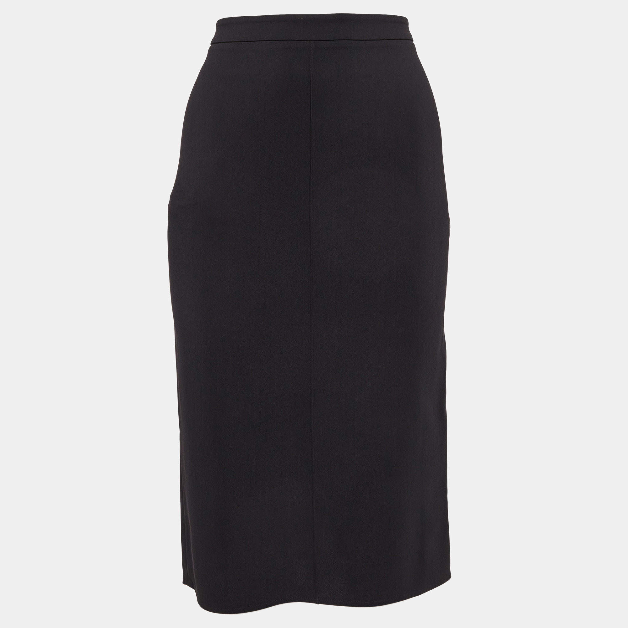 Pre Owned Elisabetta Franchi Black Crepe Pencil Skirt M