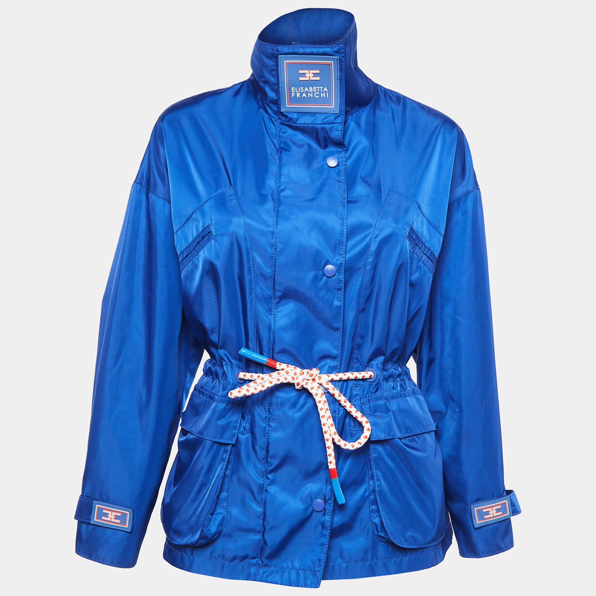 Pre Owned Elisabetta Franchi Blue Nylon Windbreaker Jacket S