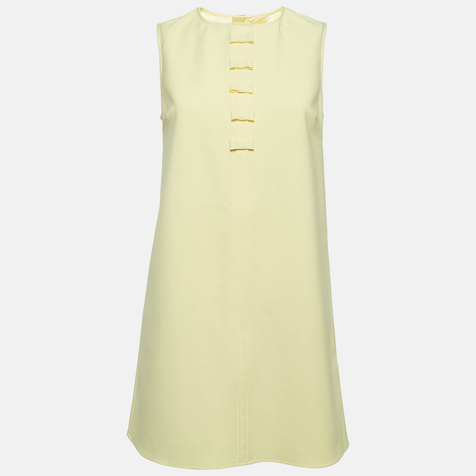 Elisabetta Franchi Yellow Crepe Bow Detail Passepartout Dress S