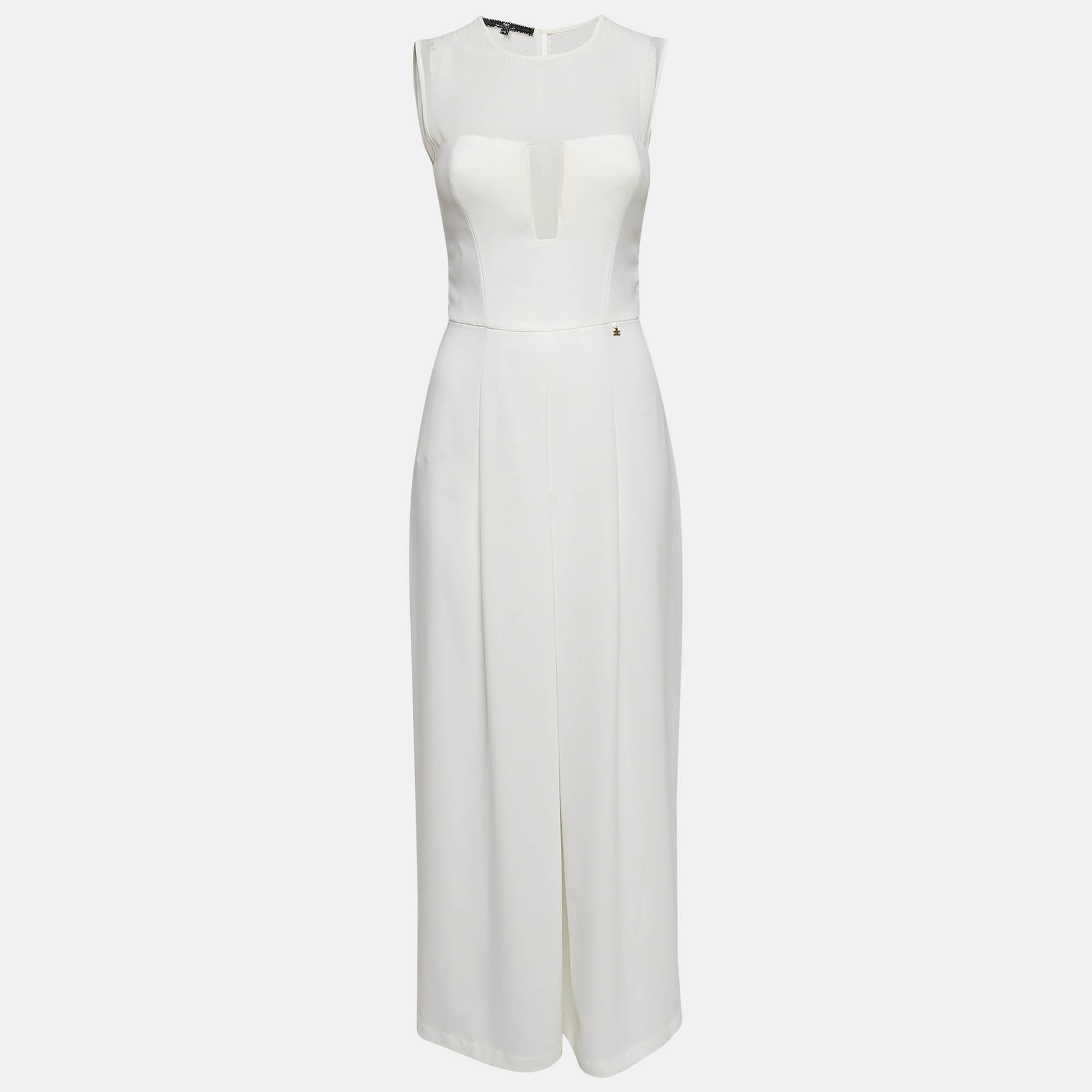 Elisabetta Franchi White Crepe Sleeveless Jumpsuit S