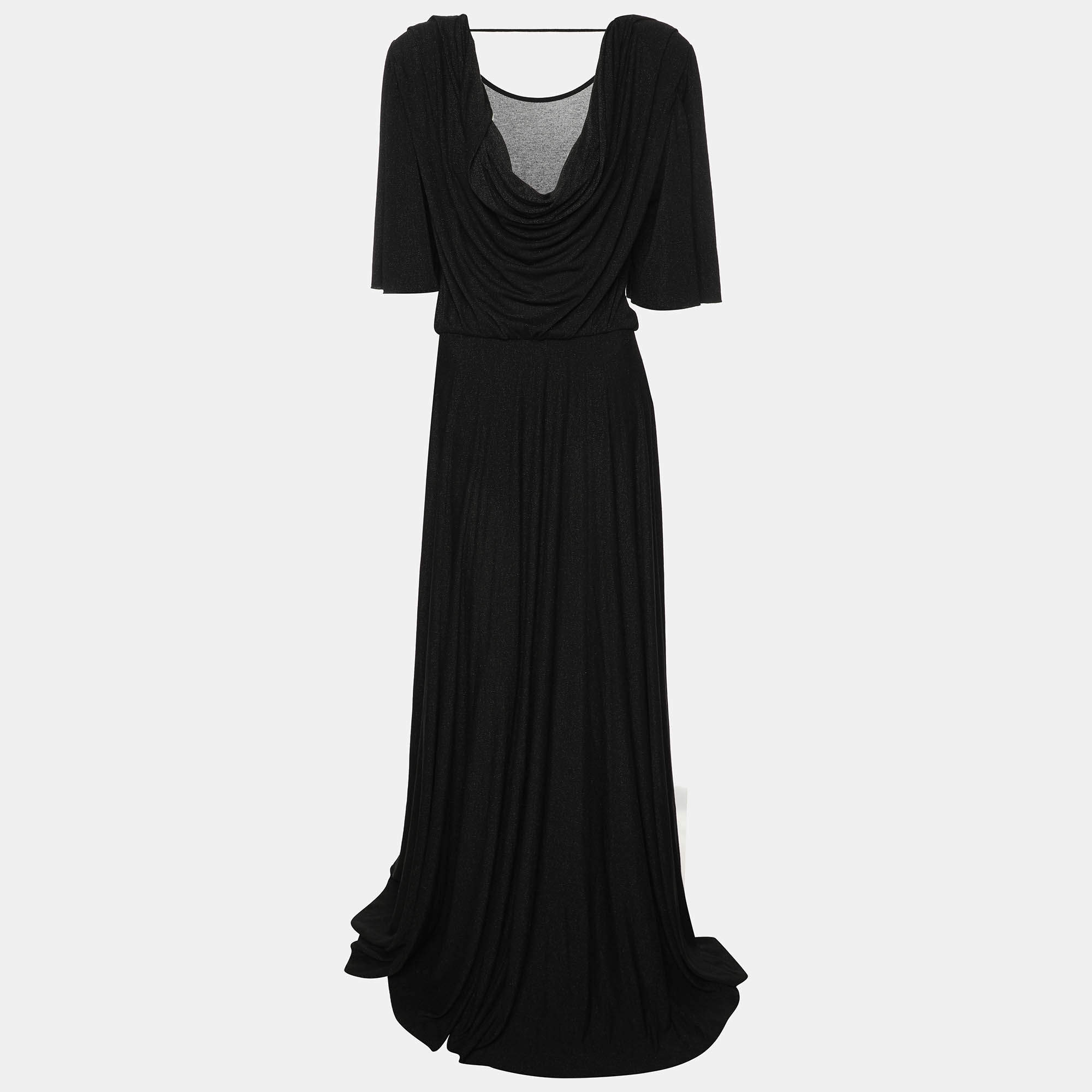 Elisabetta Franchi Black Lurex Knit Dress L