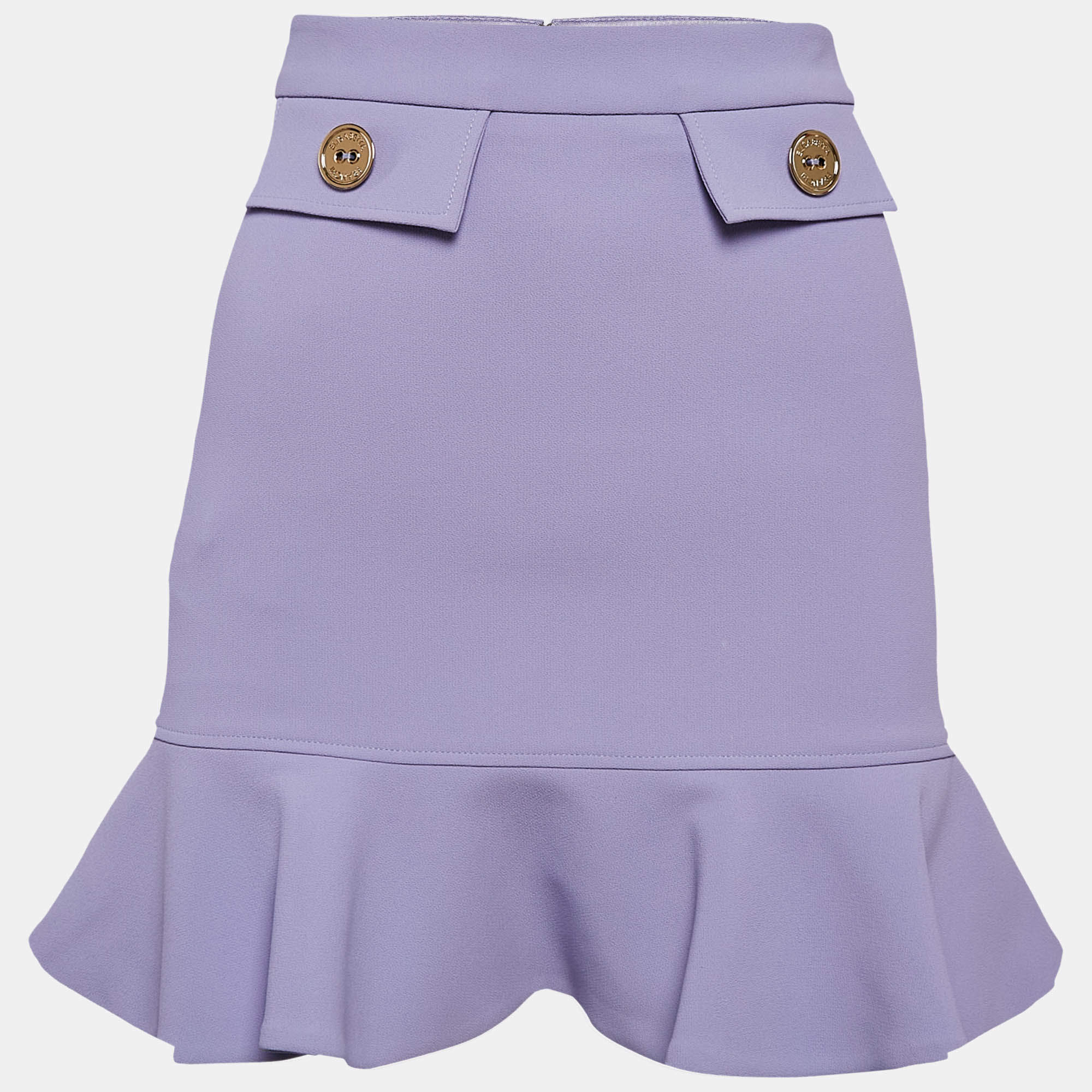 Elisabetta Franchi Purple Georgette Flounce Mini Skirt S