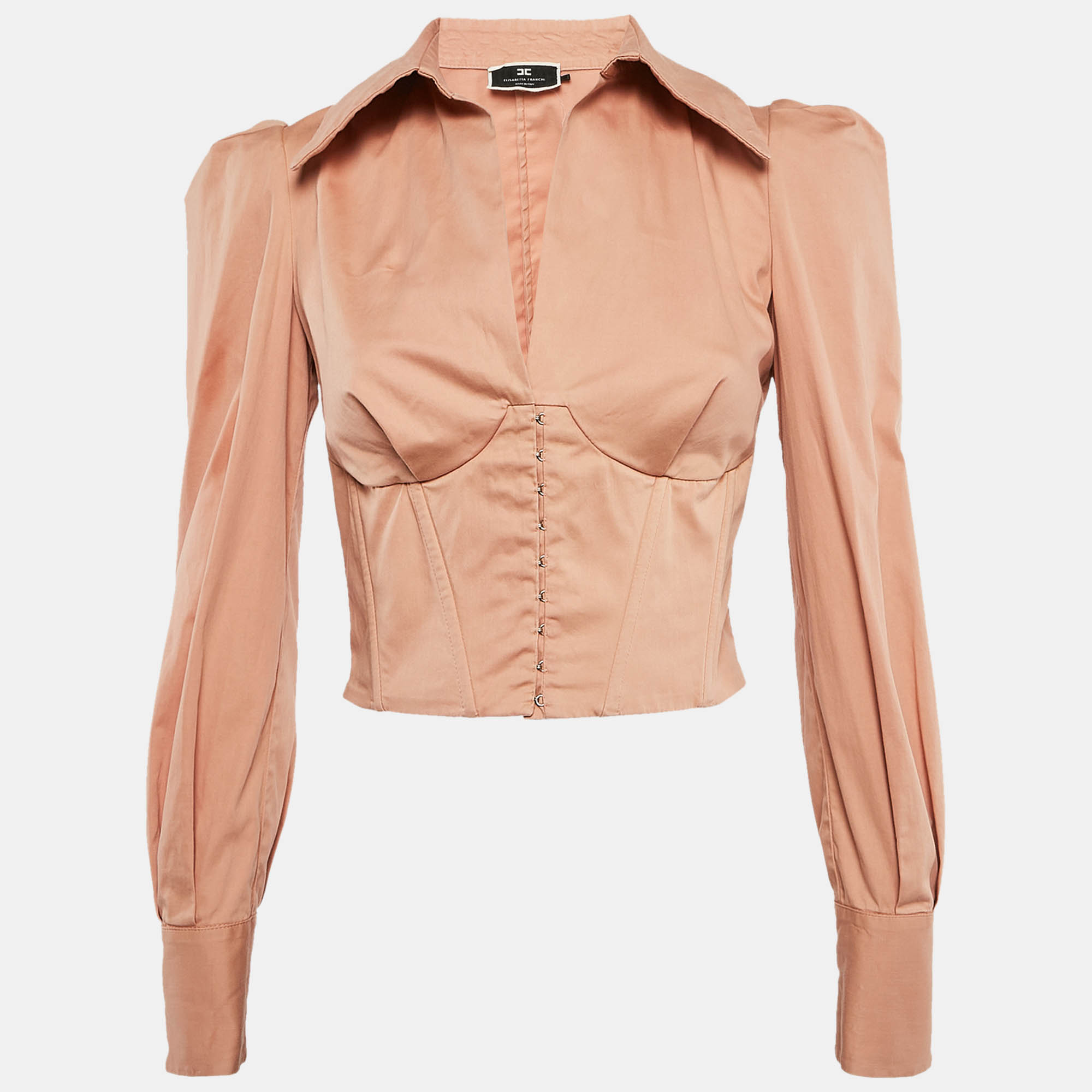 Elisabetta Franchi Light Orange Pleat Detail Corset Blazer S