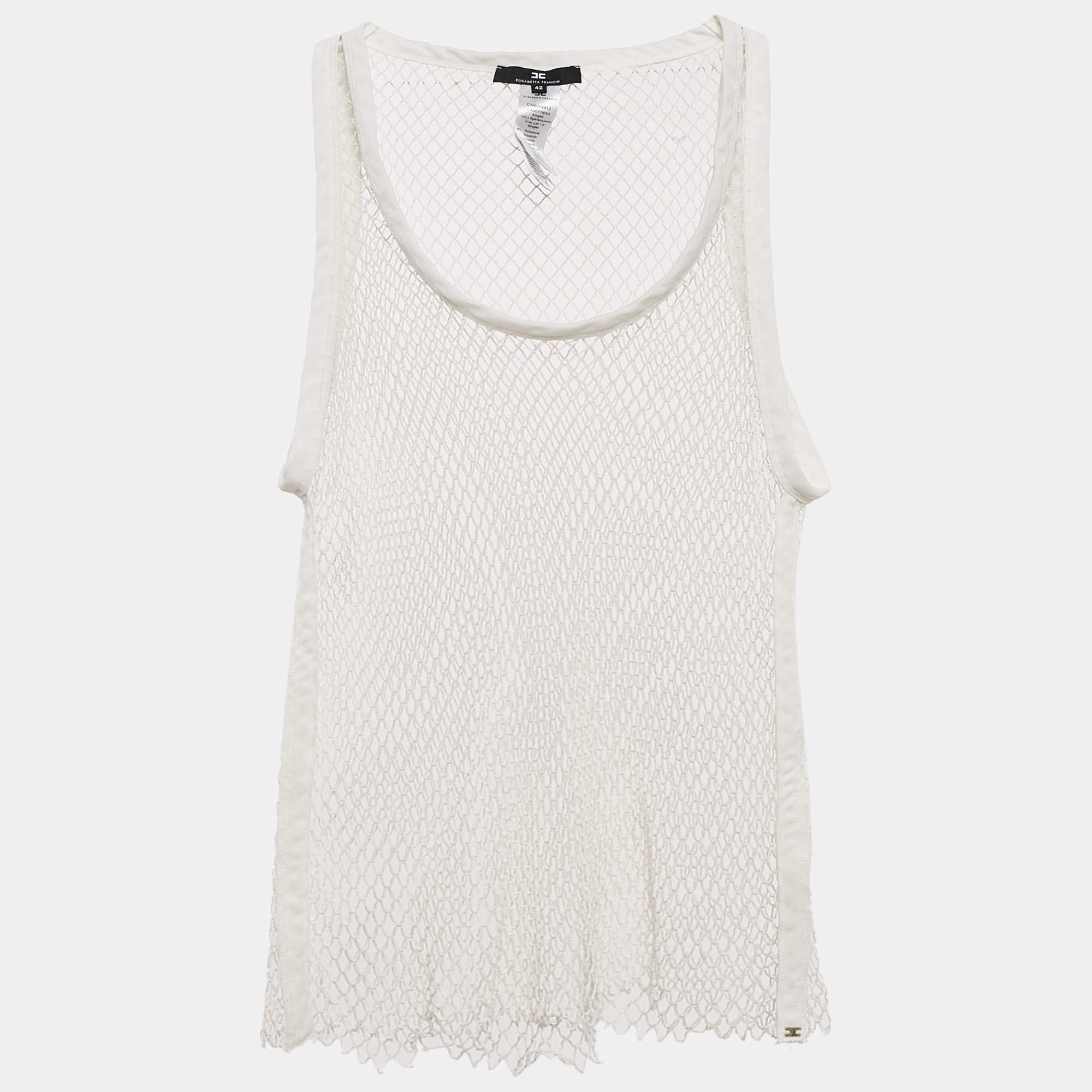 Elisabetta Franchi White Mesh Sheet Tank Top M