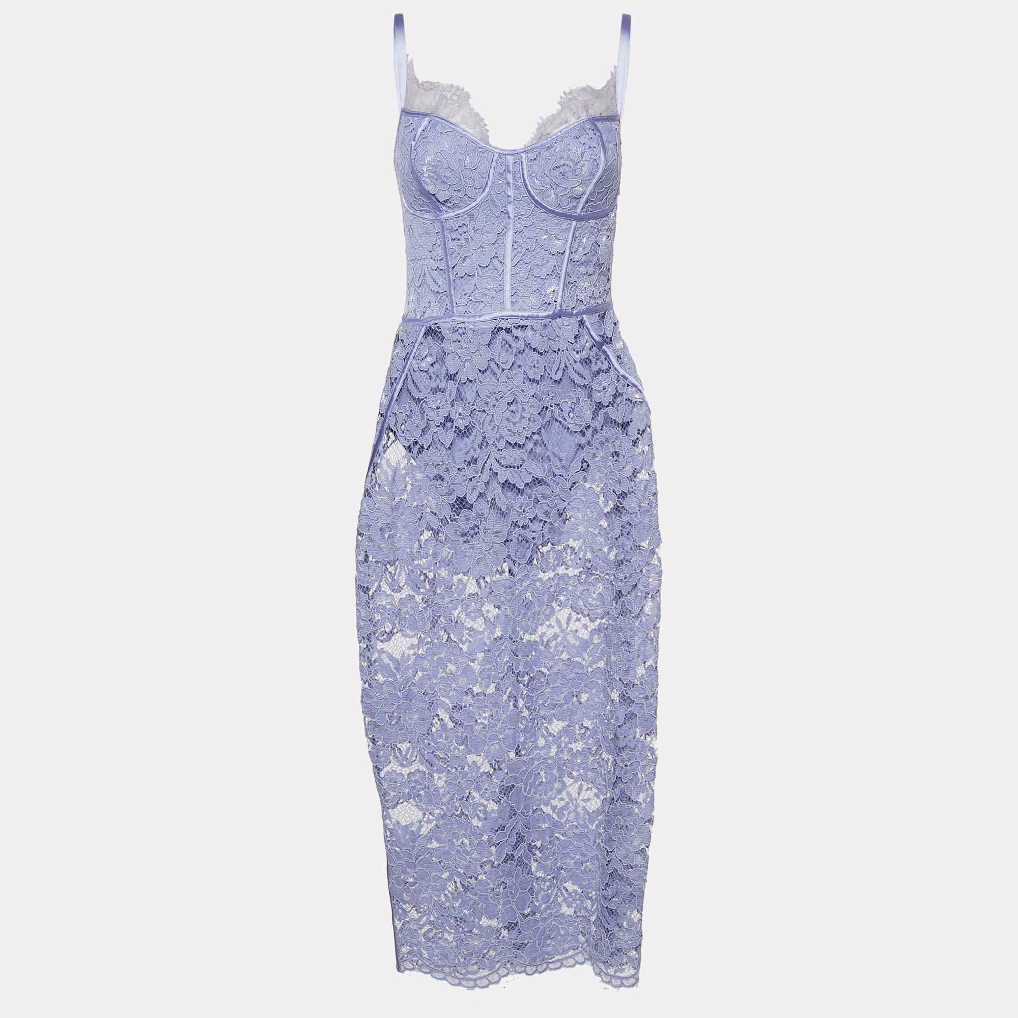 Elisabetta Franchi Purple Lace Sleeveless Midi Dress M