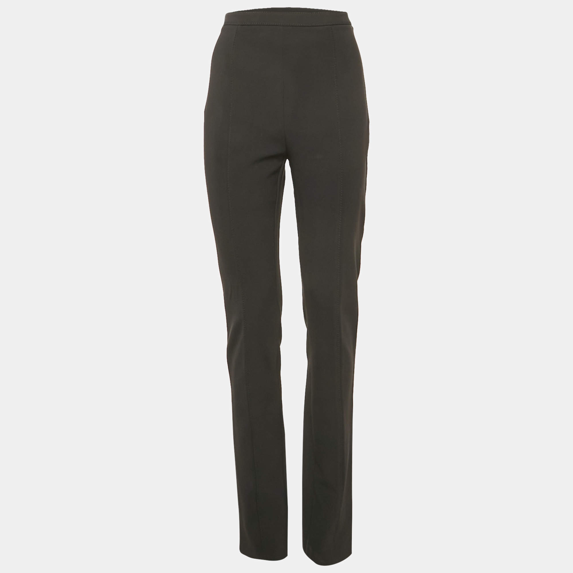 Pre Owned Elisabetta Franchi Black Crepe High Rise Trousers L