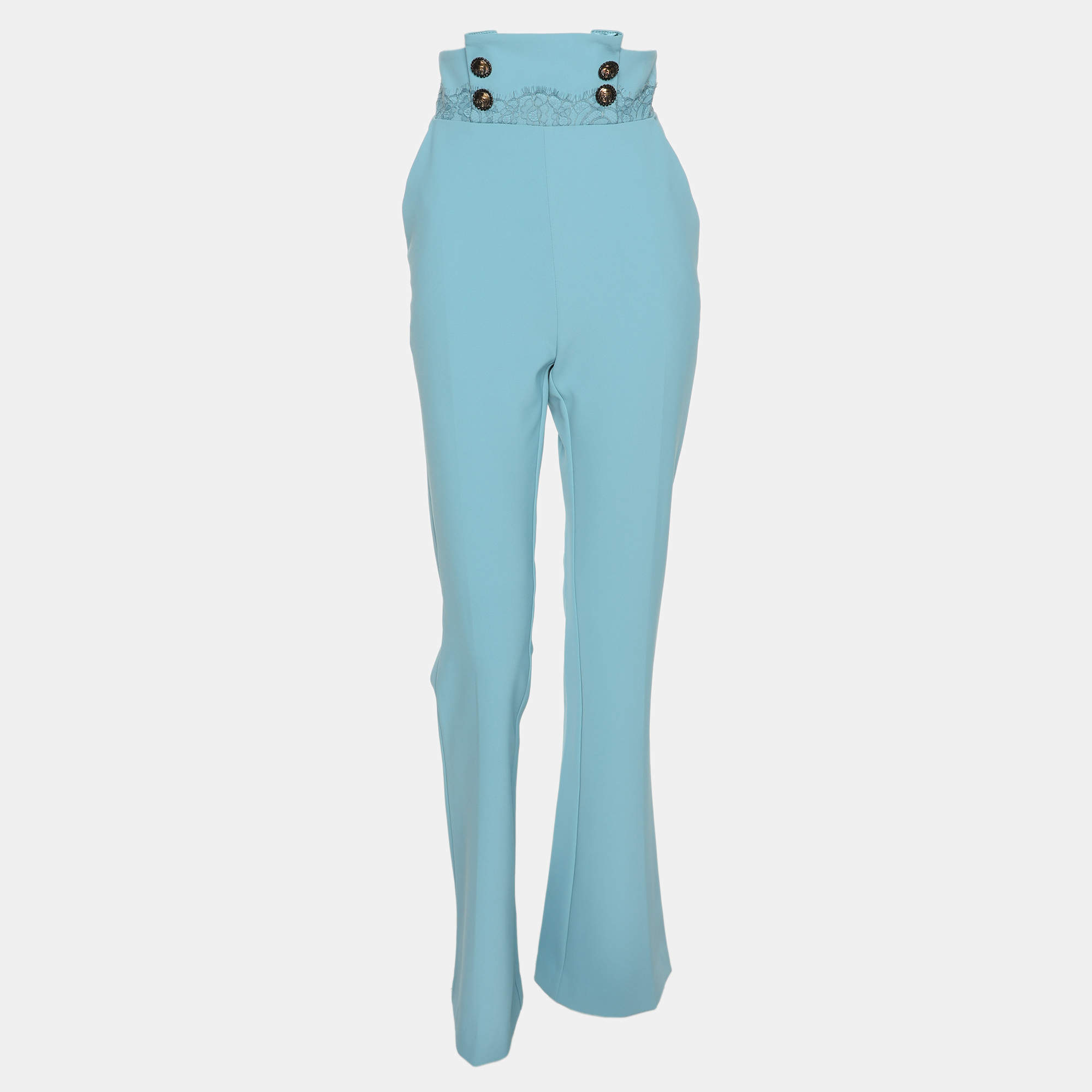 Pre Owned Elisabetta Franchi Blue Crepe Trouser S