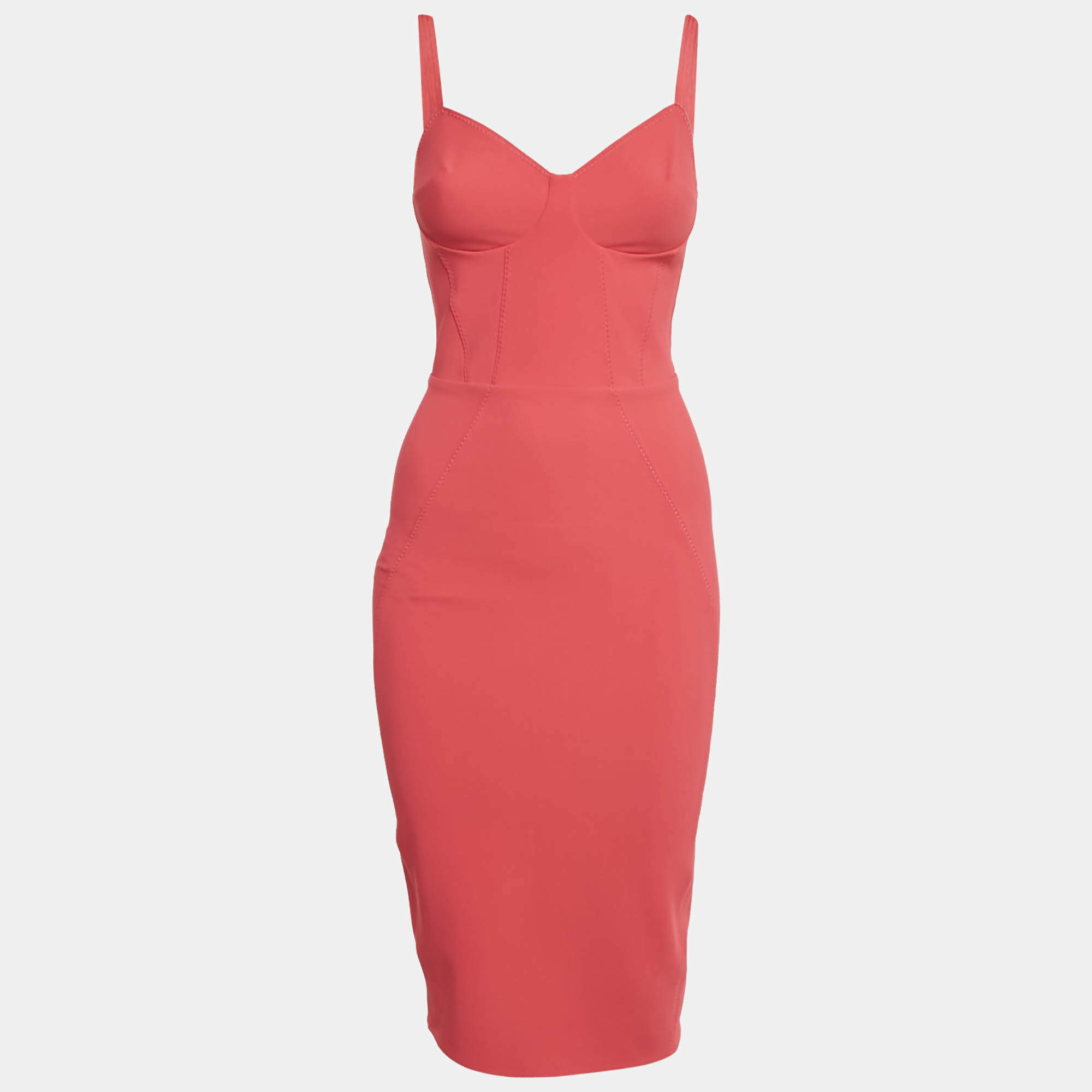 Pre Owned Elisabetta Franchi Fuchsia Pink Crepe Sleeveless Knee-Length Dress S