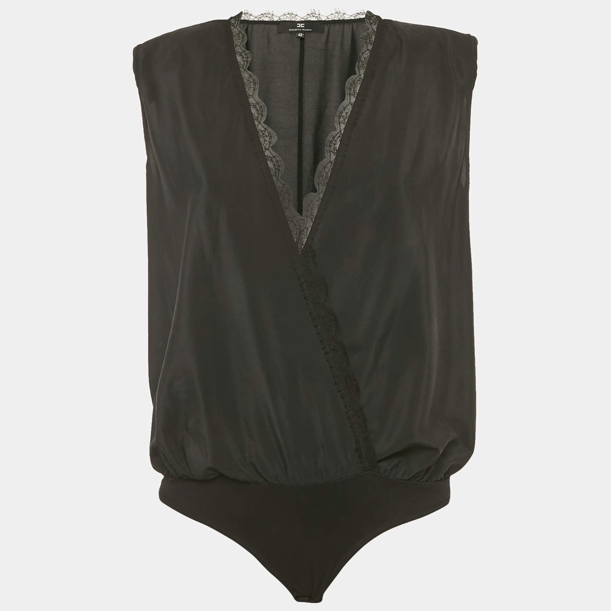 Pre Owned Elisabetta Franchi Silk Sleeveless Bodysuit M