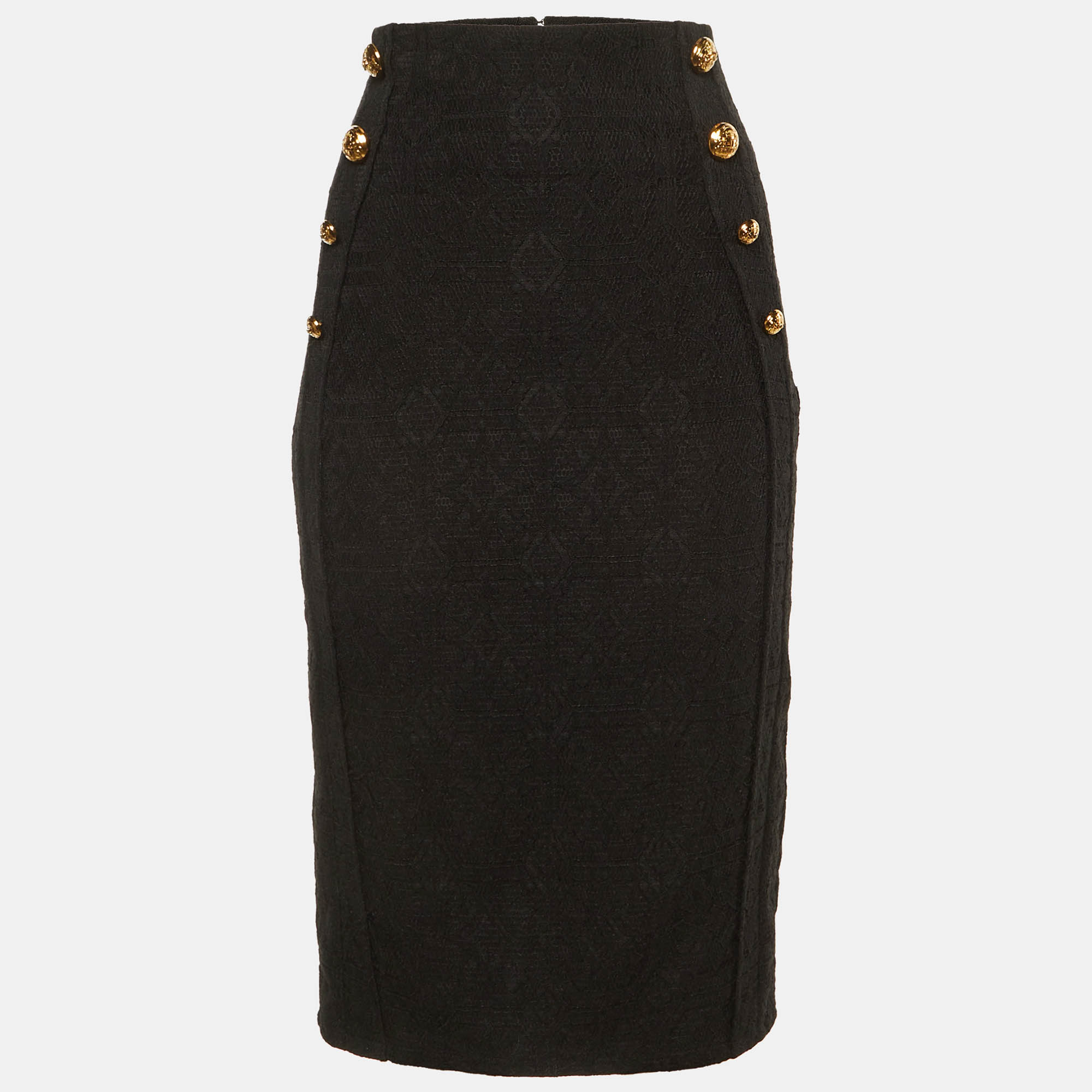 Pre Owned Elisabetta Franchi Black Lace Pencil Skirt S 