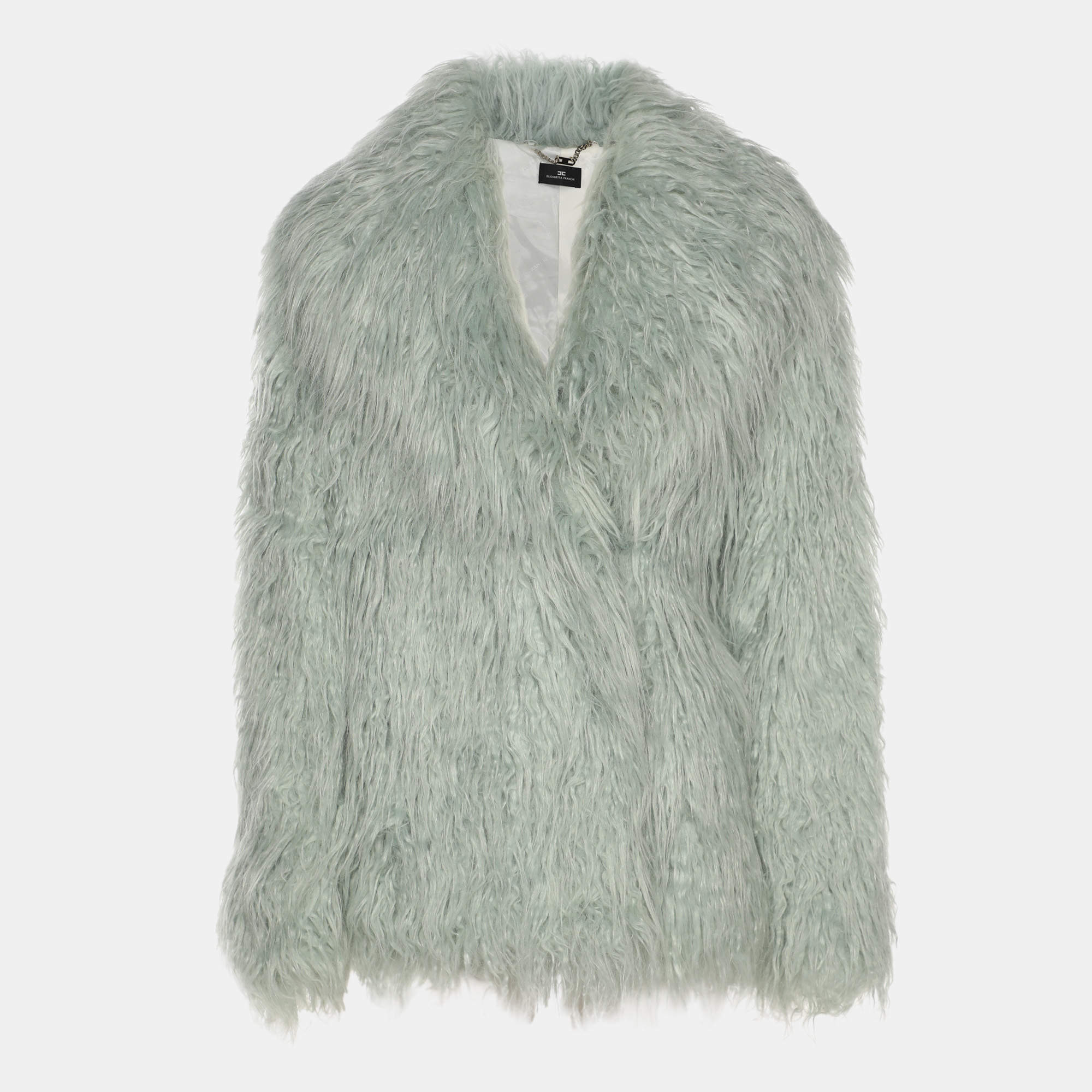 Pre Owned Elisabetta Franchi Mint Faux Fur Blazer S