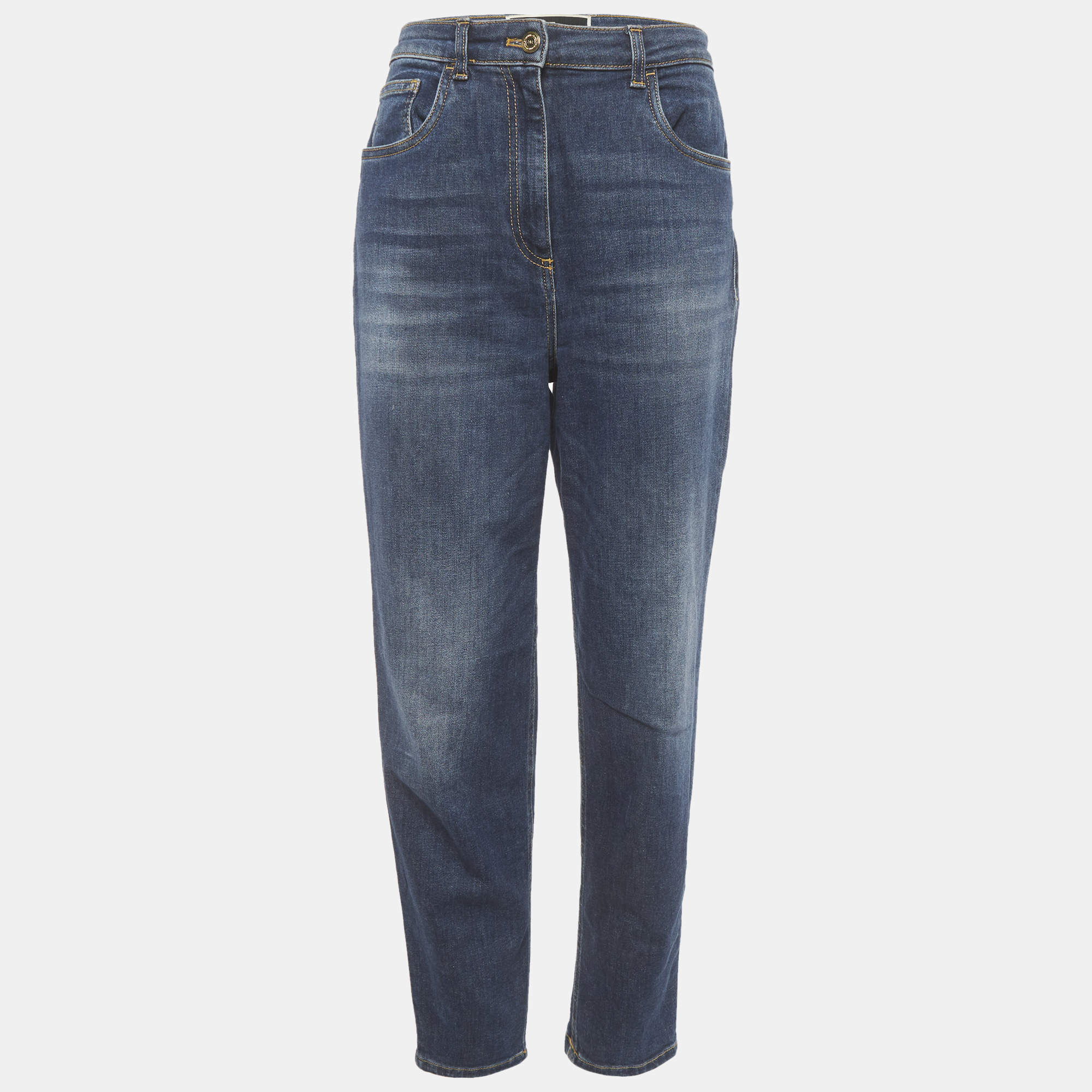 Pre Owned Elisabetta Franchi Blue Faded Denim Skinny Jeans M/Waist 28"