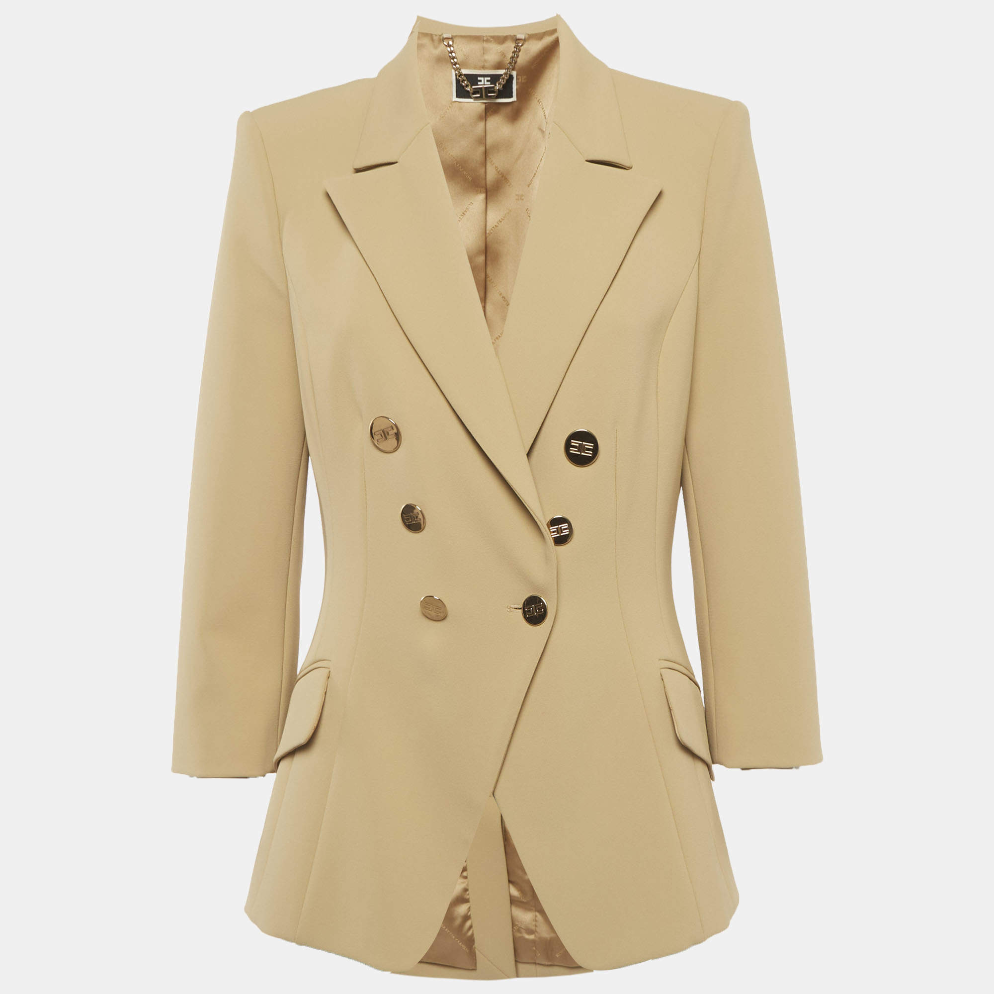 مملوكة مسبقًا Elisabetta Franchi Beige Double Breasted Blazer L
