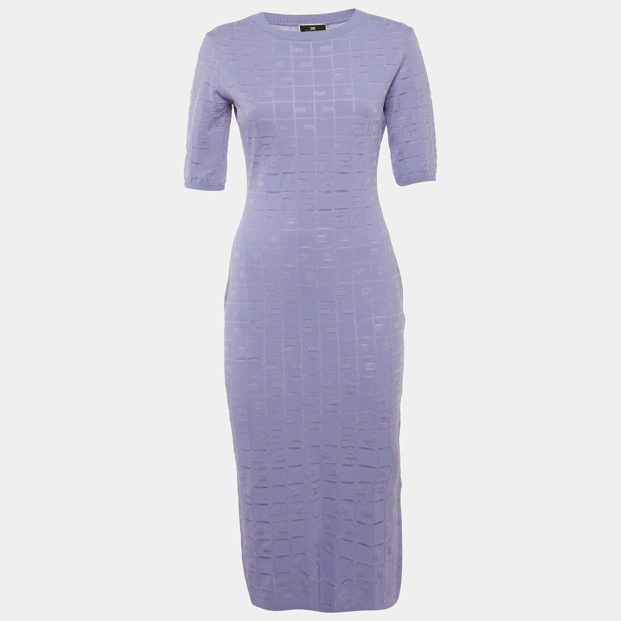مملوكة مسبقًا Elisabetta Franchi Lavender Monogram Jacquard Bodycon M