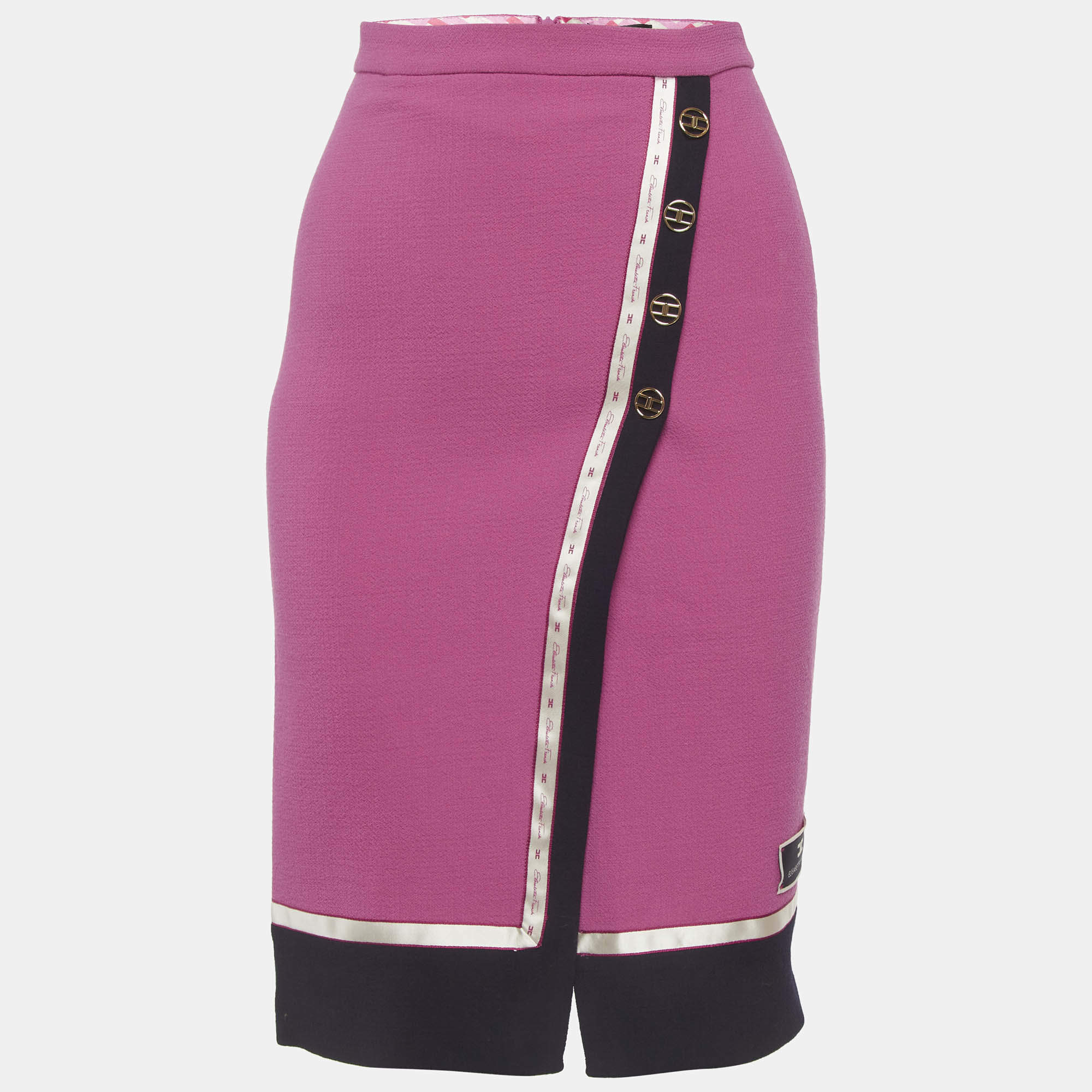 Pre Owned Elisabetta Franchi Pink Crepe Pencil Skirt S