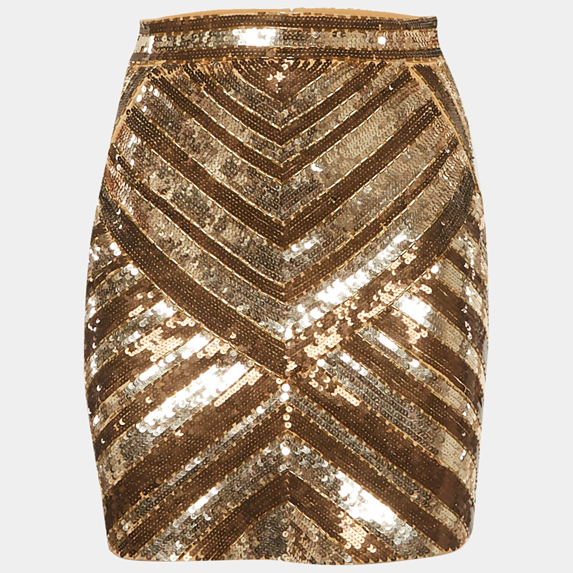 مملوكة مسبقًا Elisabetta Franchi Gold Sequined Mini Skirt S