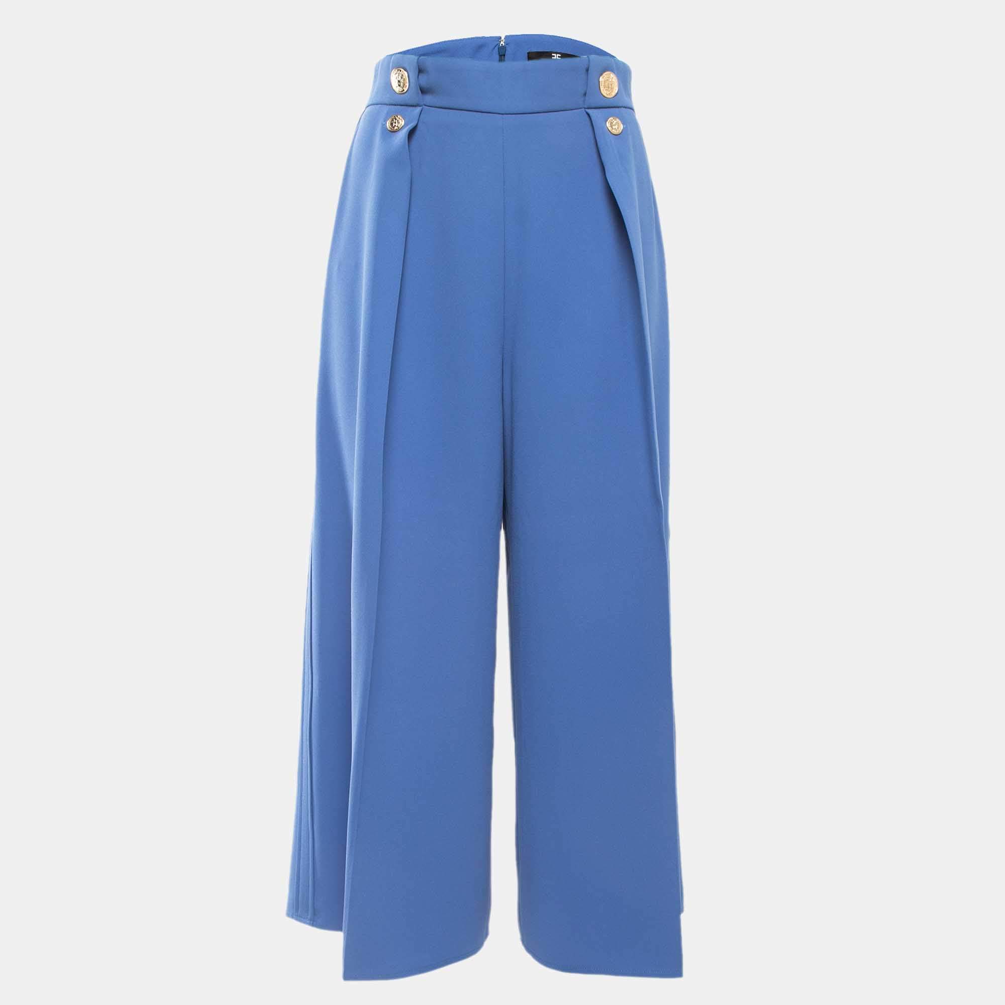 Pre Owned Elisabetta Franchi Blue Crepe Culottes M