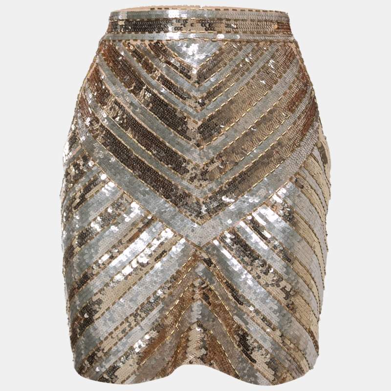Elisabetta Franchi Pink Sequined Mini Skirt L
