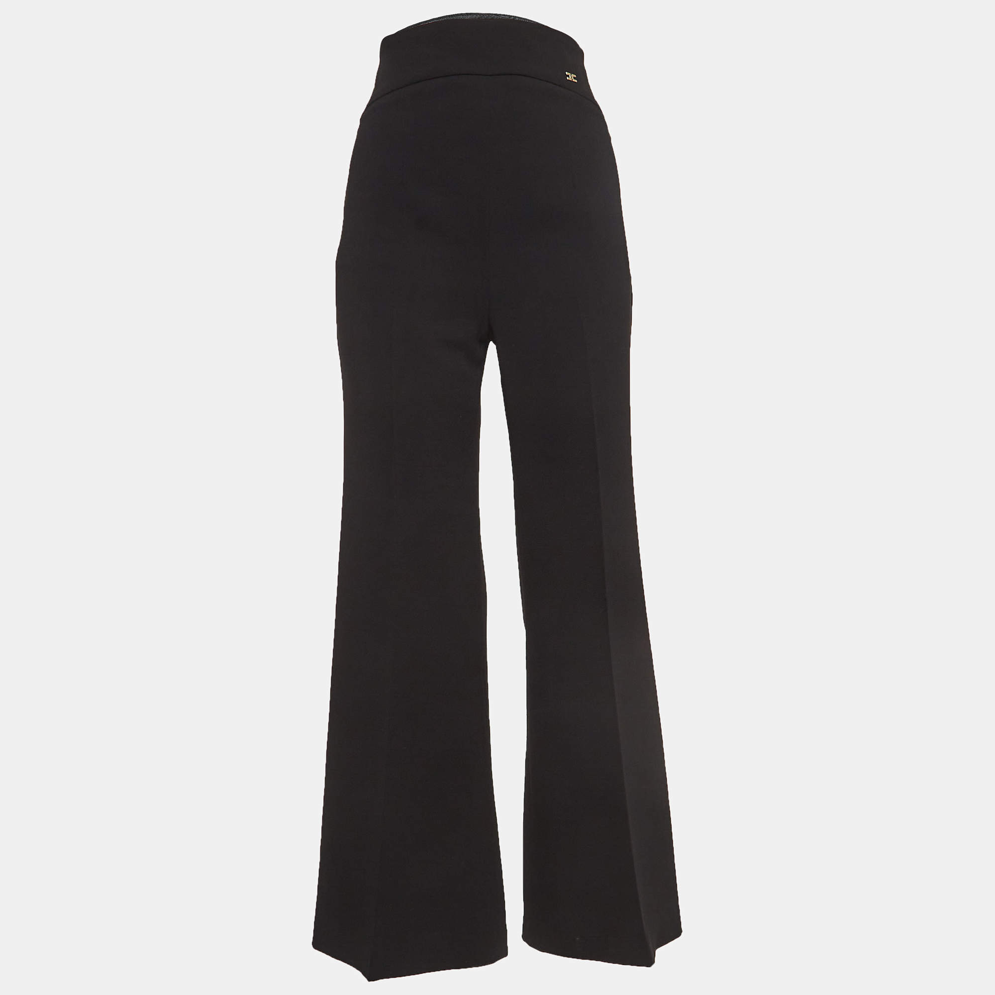 Pre Owned Elisabetta Franchi Black Crepe Flared Trousers S
