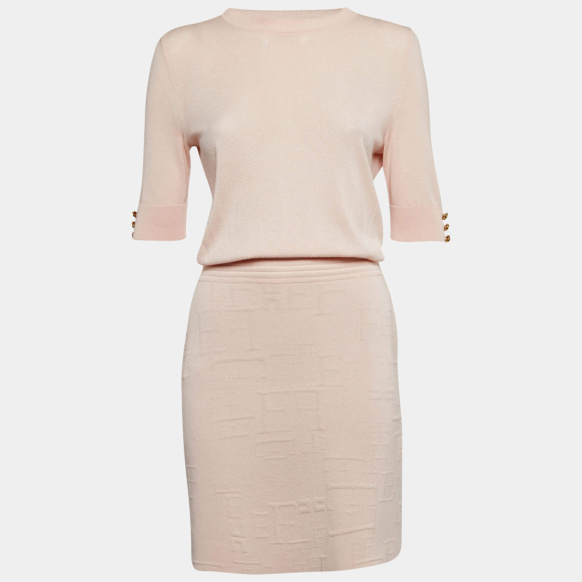 Elisabetta Franchi Pink Knit Short Dress M