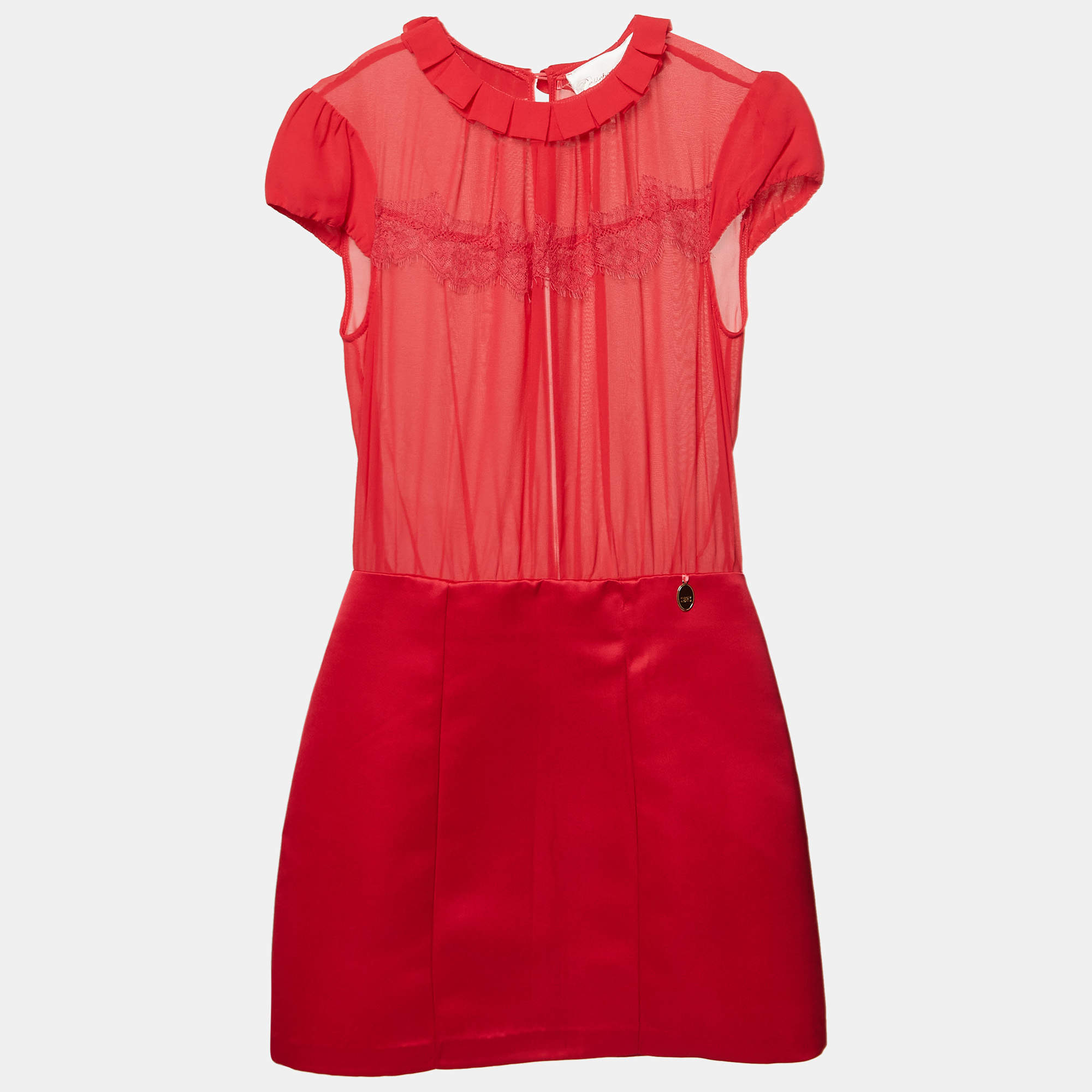 Pre Owned Passepartout Dress By Elisabetta Franchi Pink Silk and Satin Mini Dress S