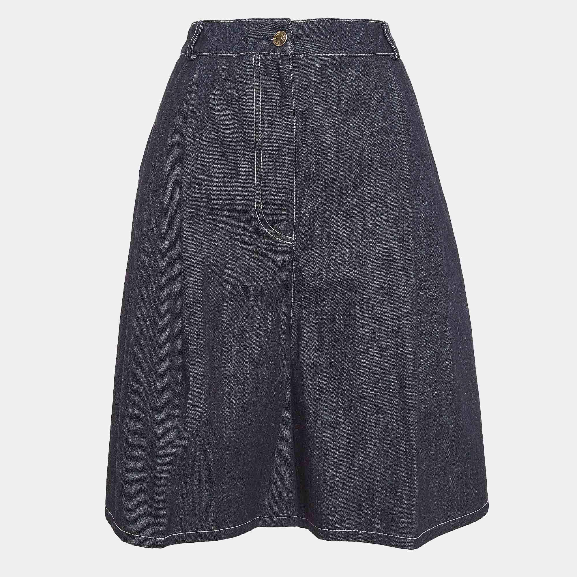 Emilia Wickstead Navy Denim Flared Shorts M