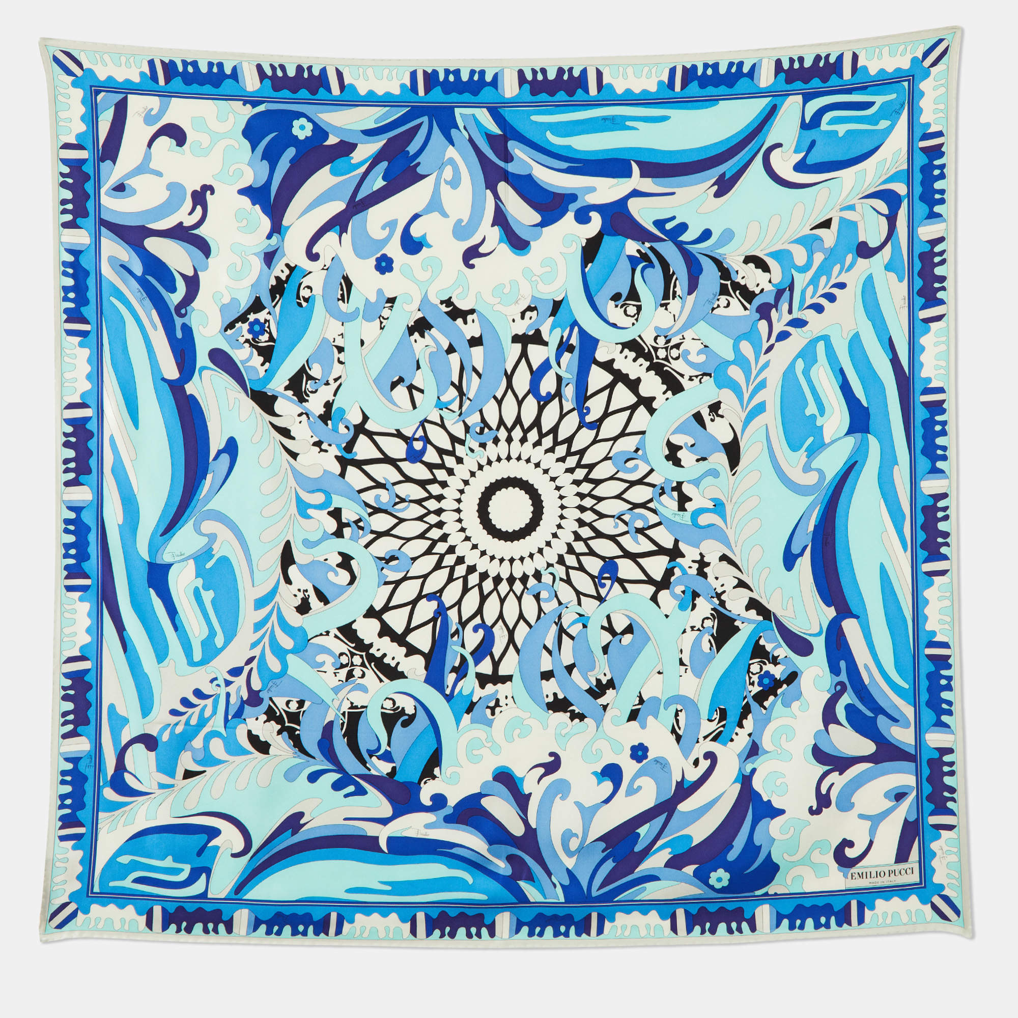Emilio Pucci Blue Iride Print Silk Scarf