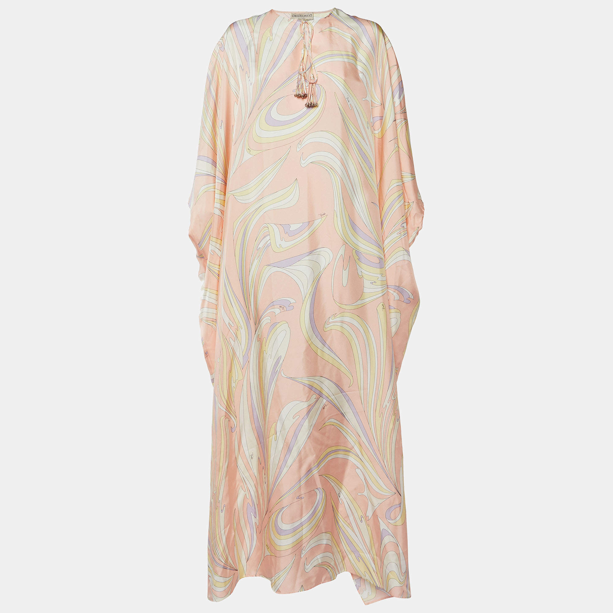 Emilio Pucci Peach Vortici Print Silk Kaftan One Size